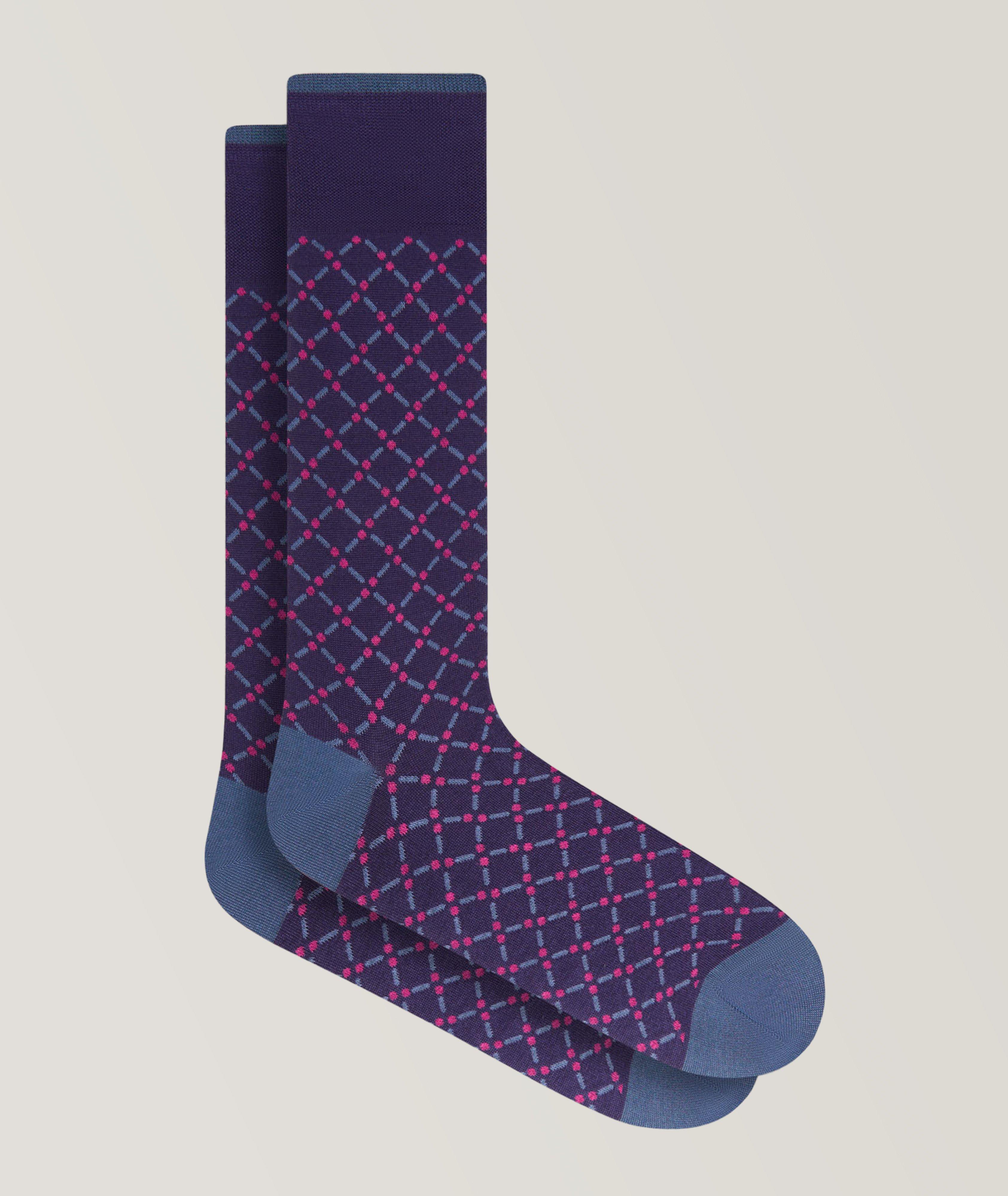 Diamond Dotted Stretch-Cotton Socks image 0