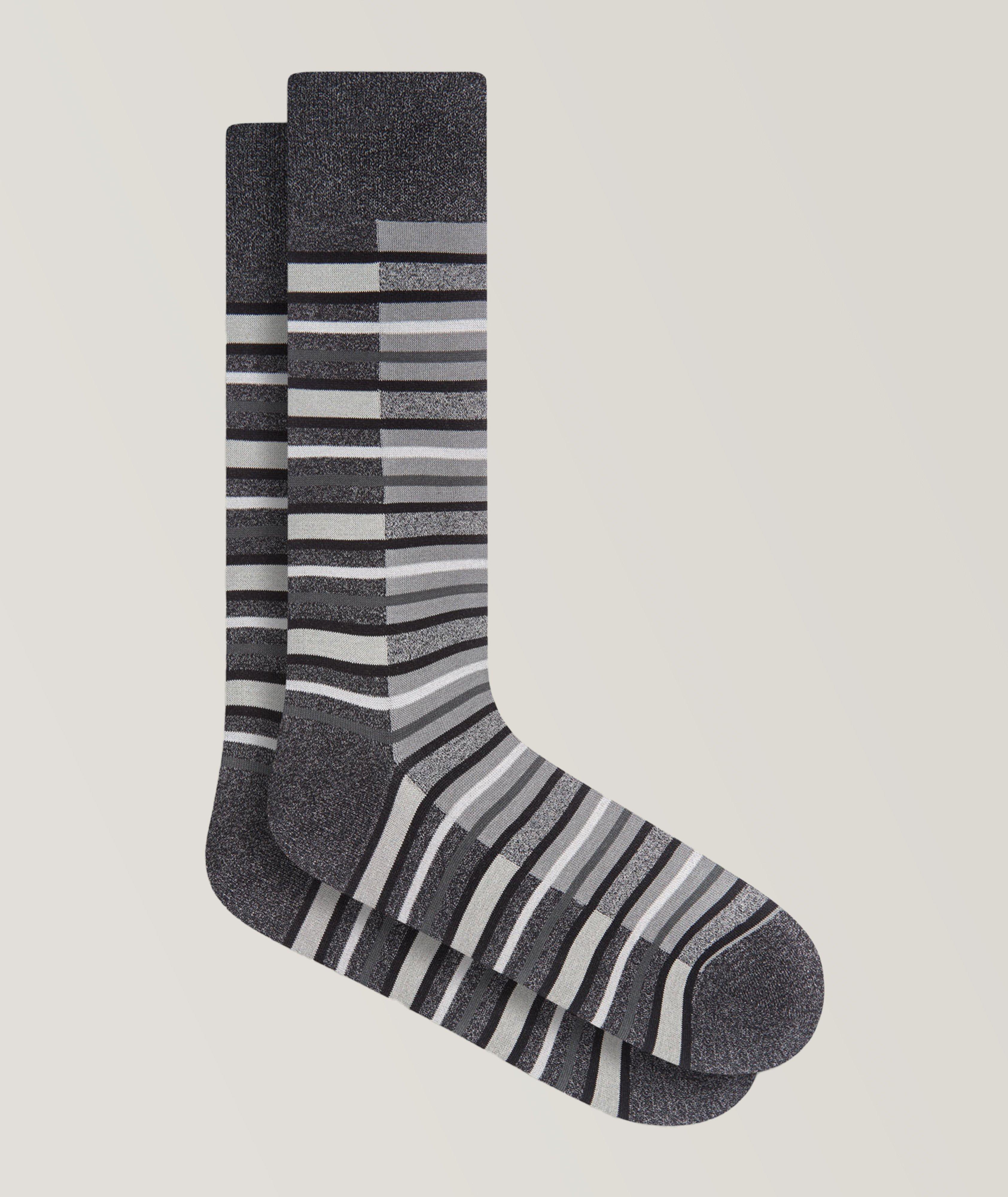 Stripe Two-Tone Stretch-Cotton Socks image 0