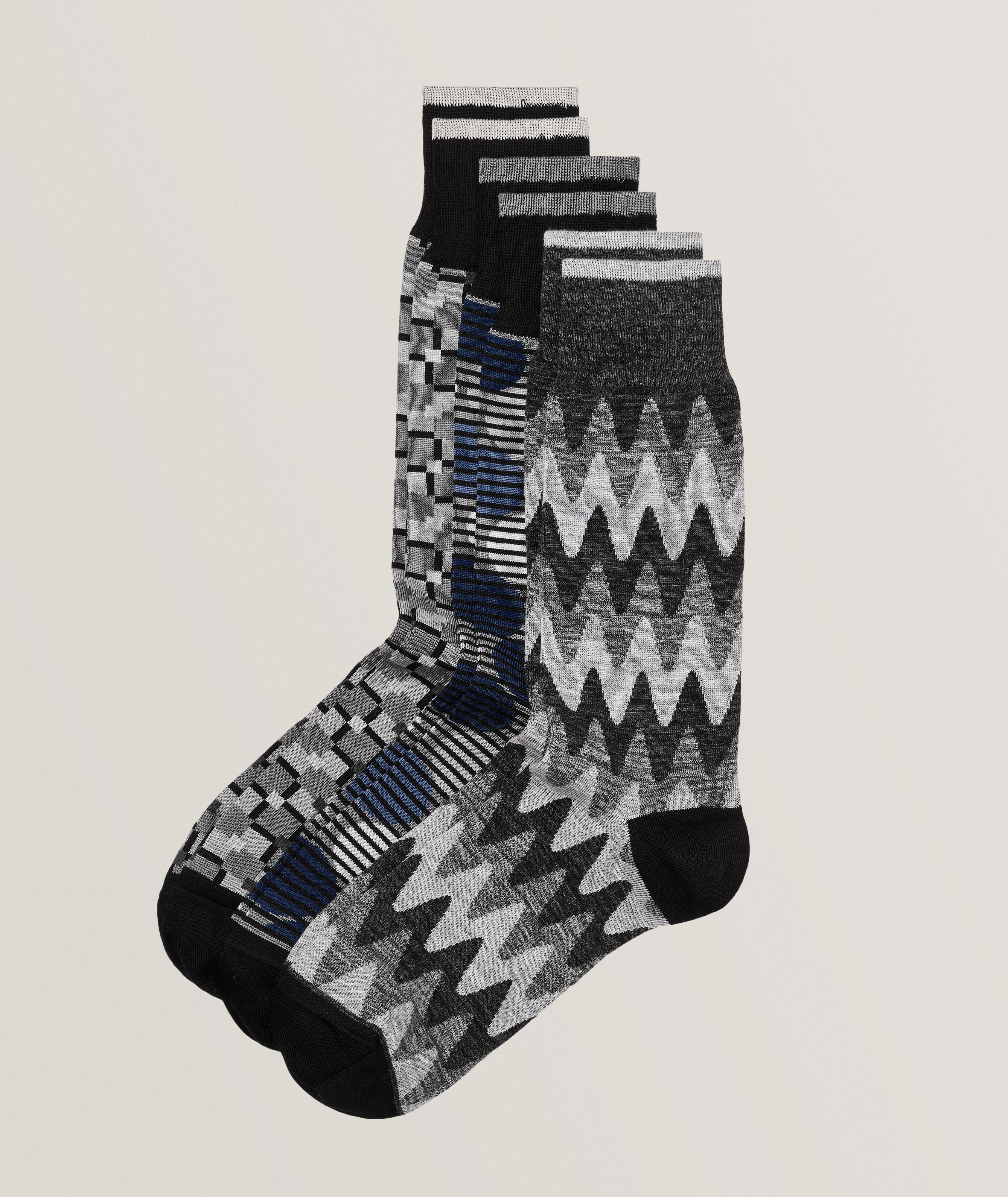 Zigzag Stretch-Cotton Socks image 0