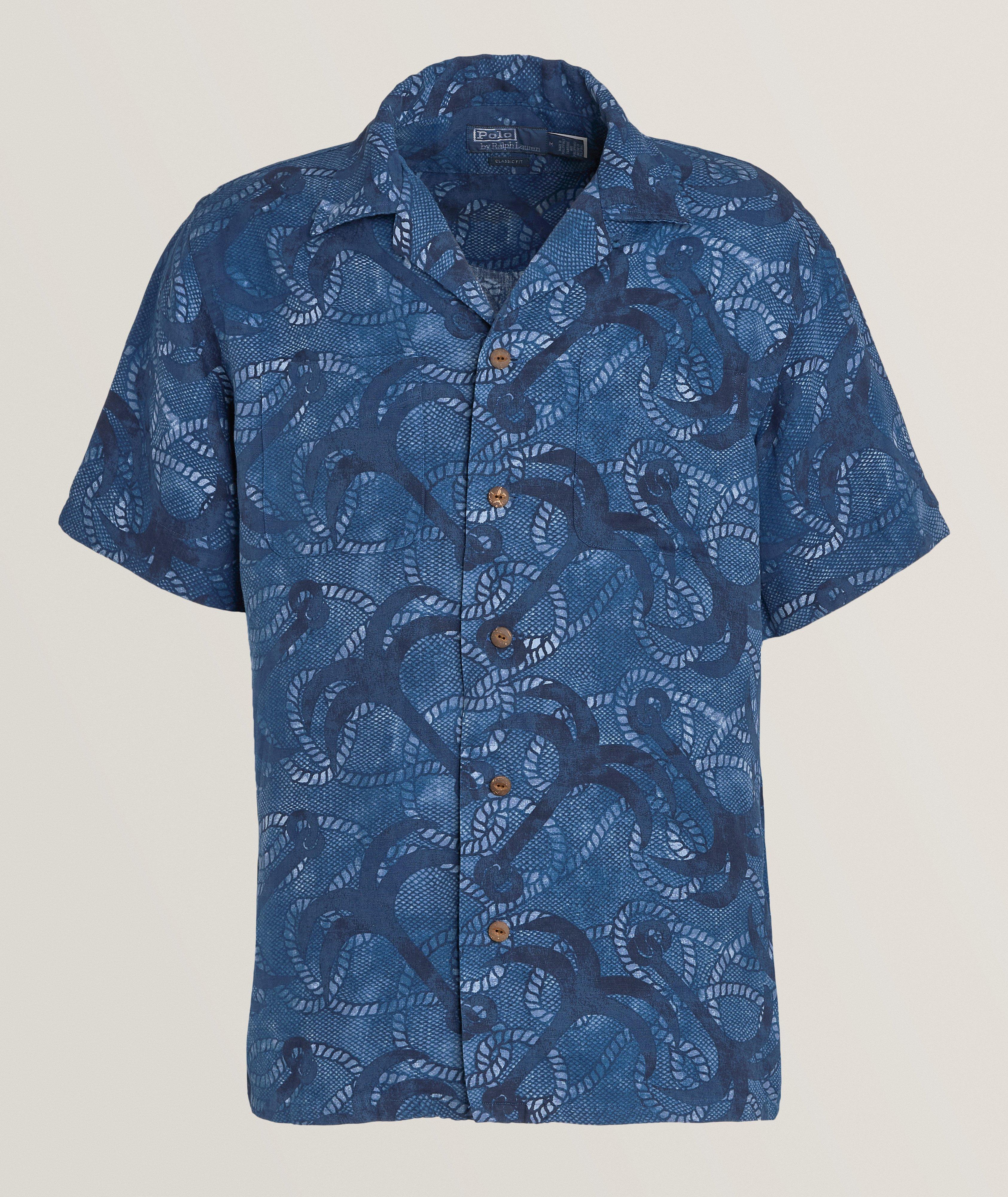 Graphic Print Linen-Silk Blend Shirt image 0