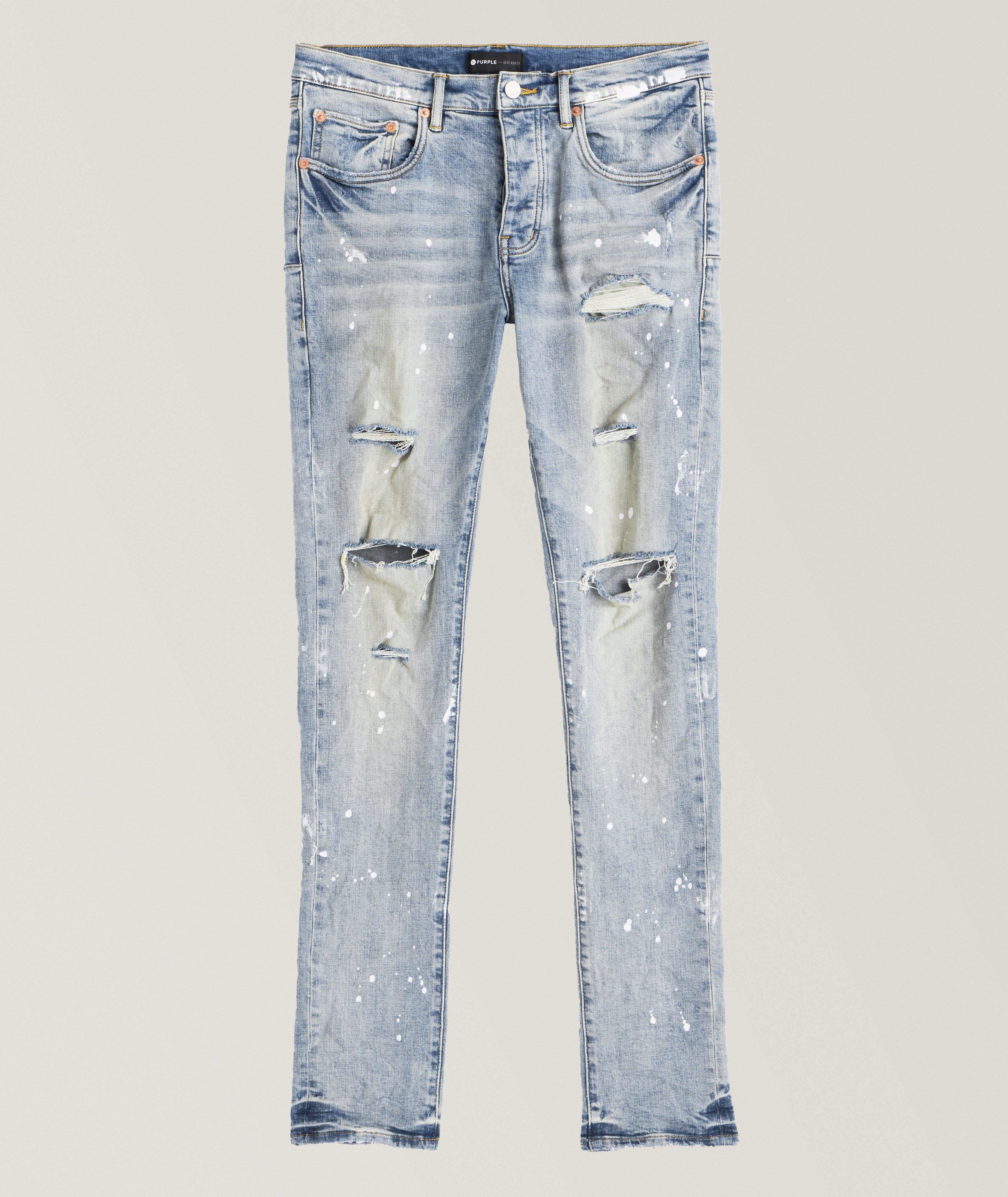 P001 Distressed Paint Splattered Jeans  image 0
