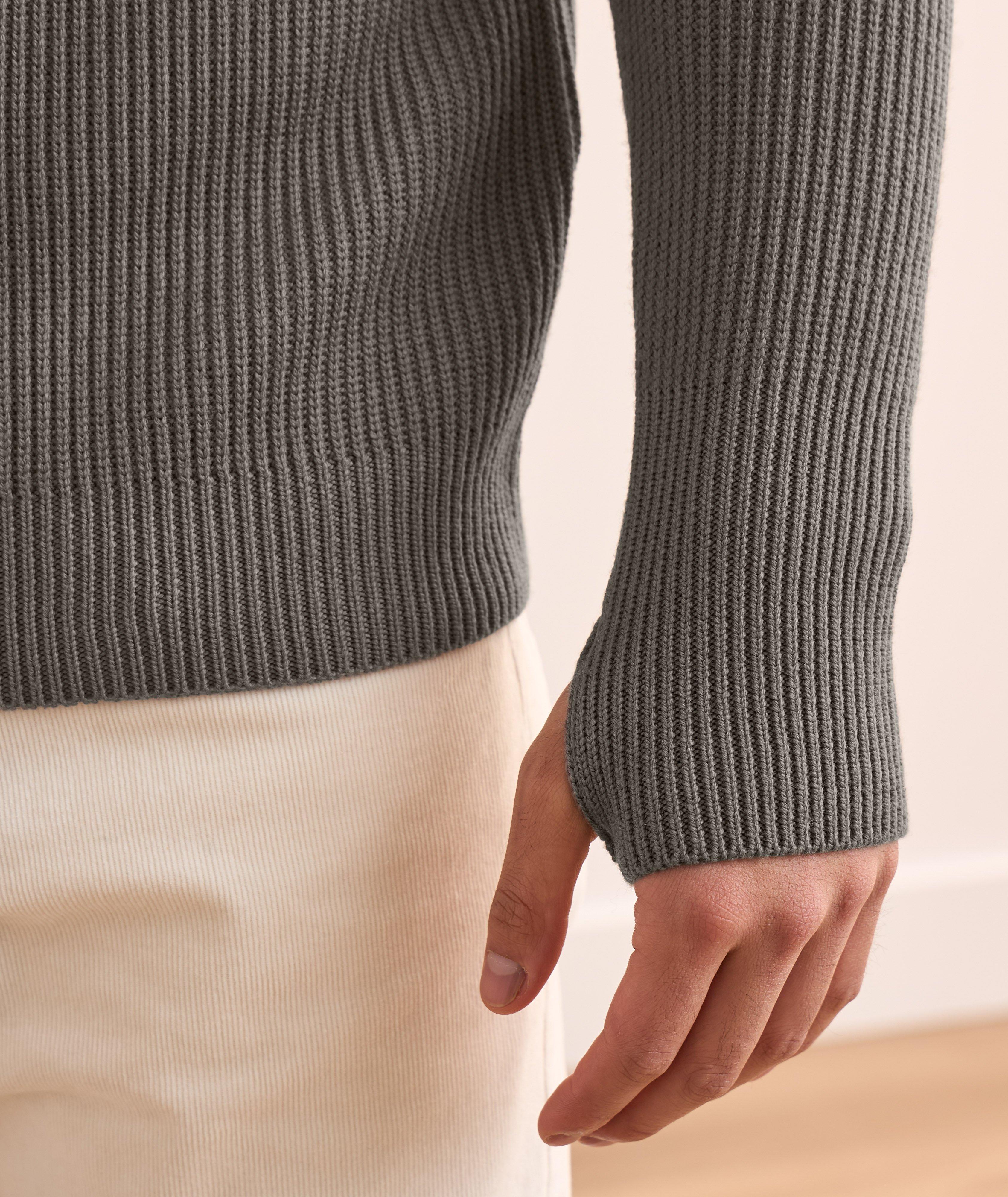 Virgin Wool Ribbed Knit Sweater  image 3