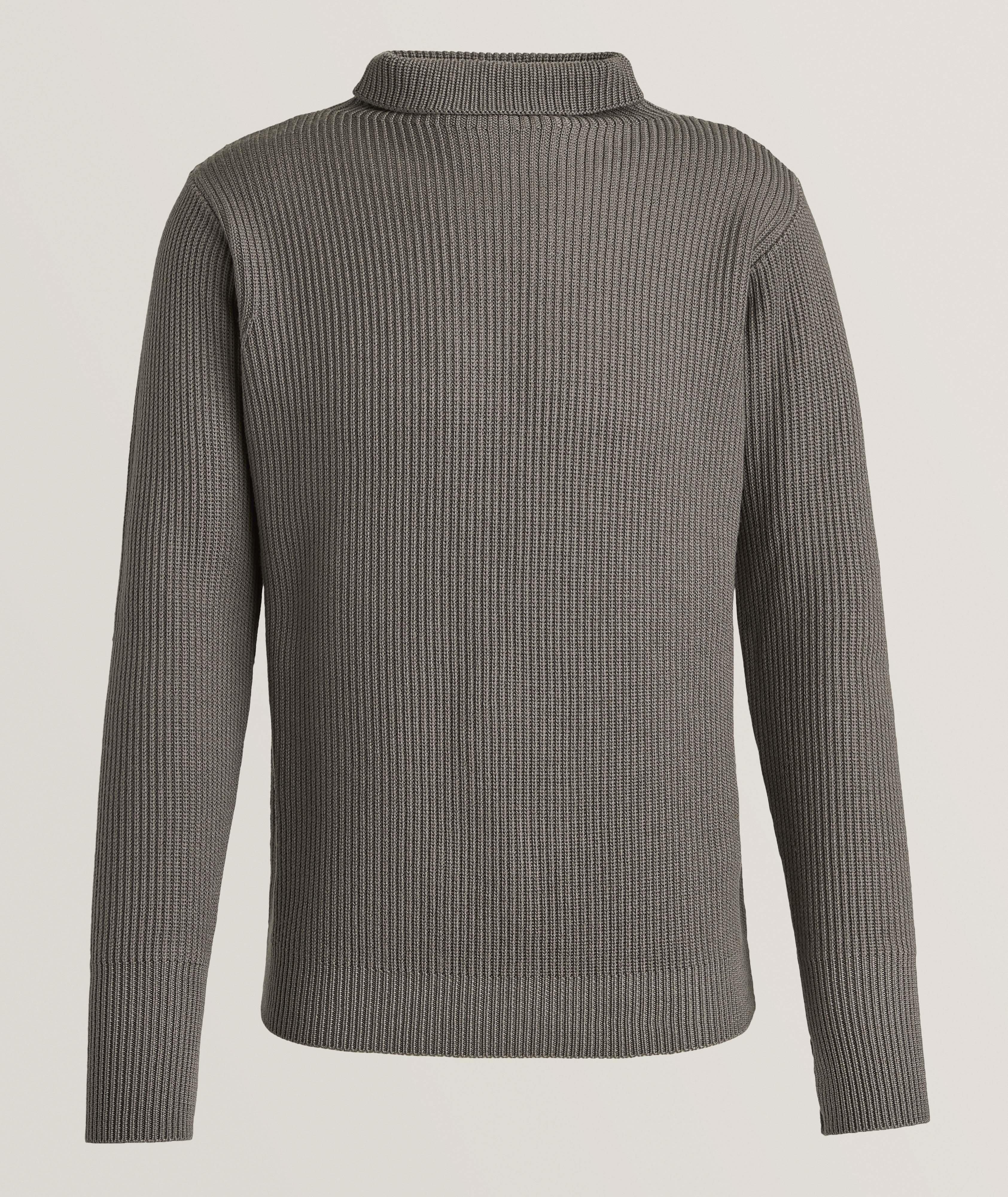 Virgin Wool Ribbed Knit Sweater  image 0