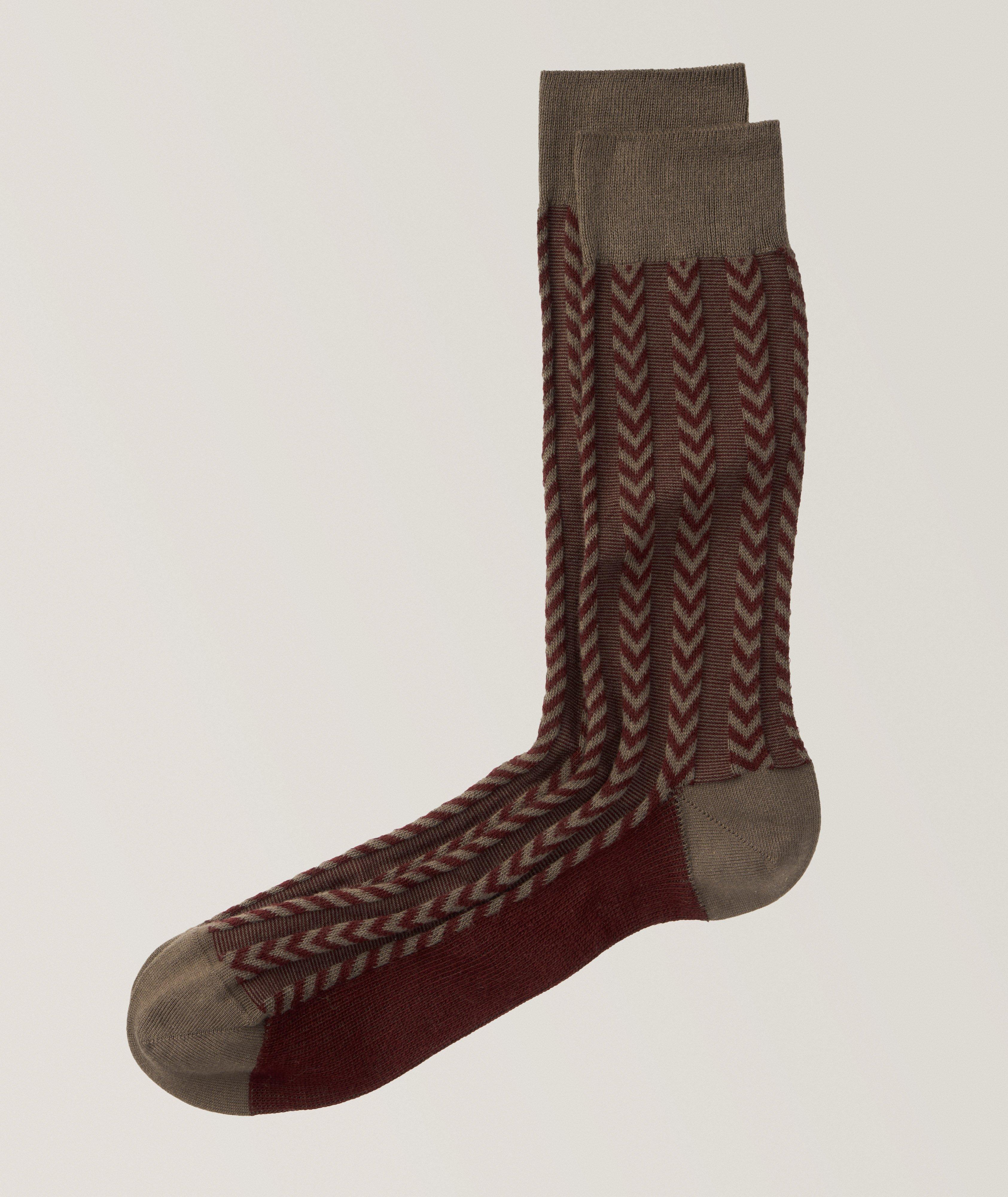 Chaussettes Roger en coton et en cachemire à chevrons image 0