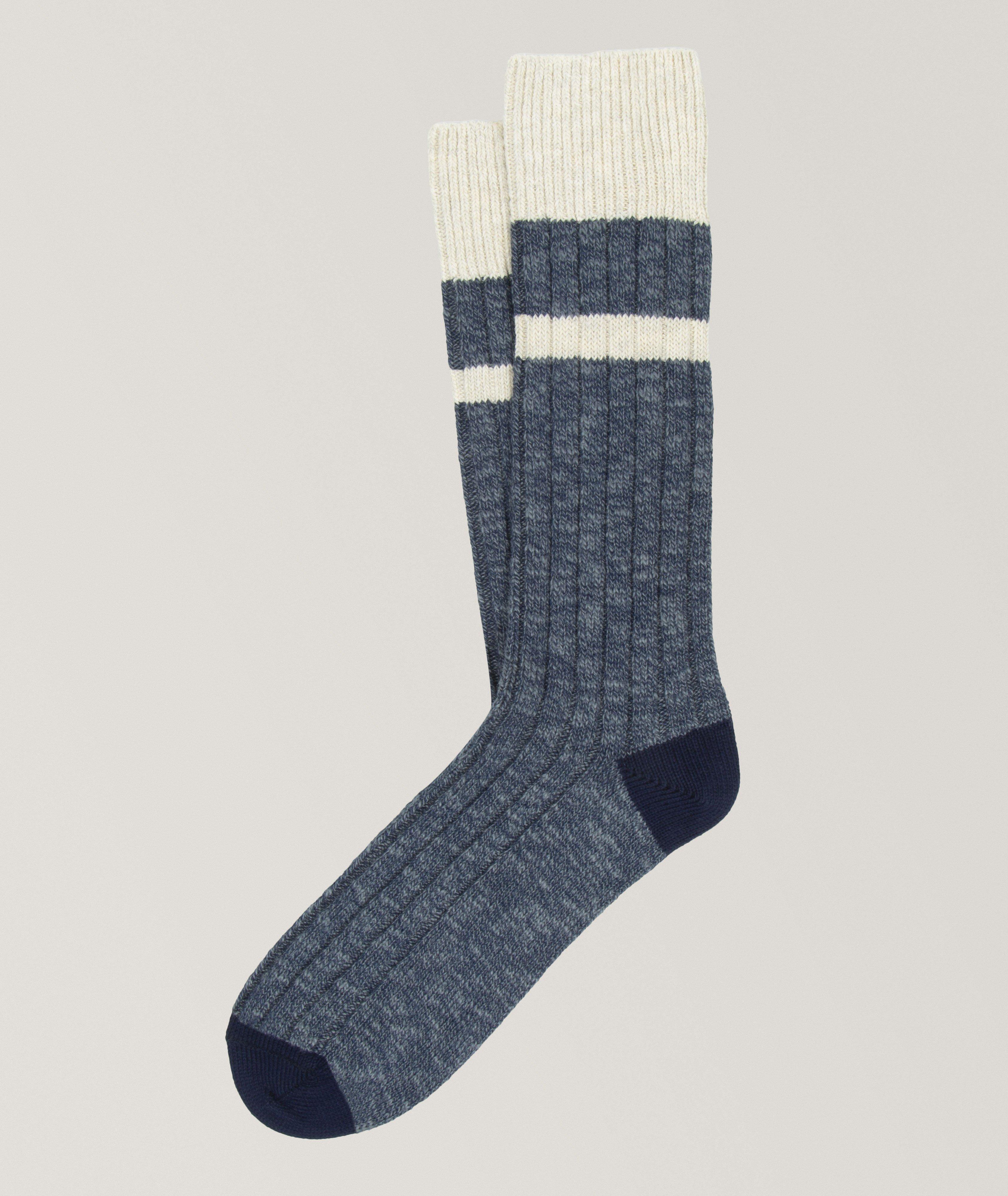 Cotton Bordeaux Web Stripe Socks image 0