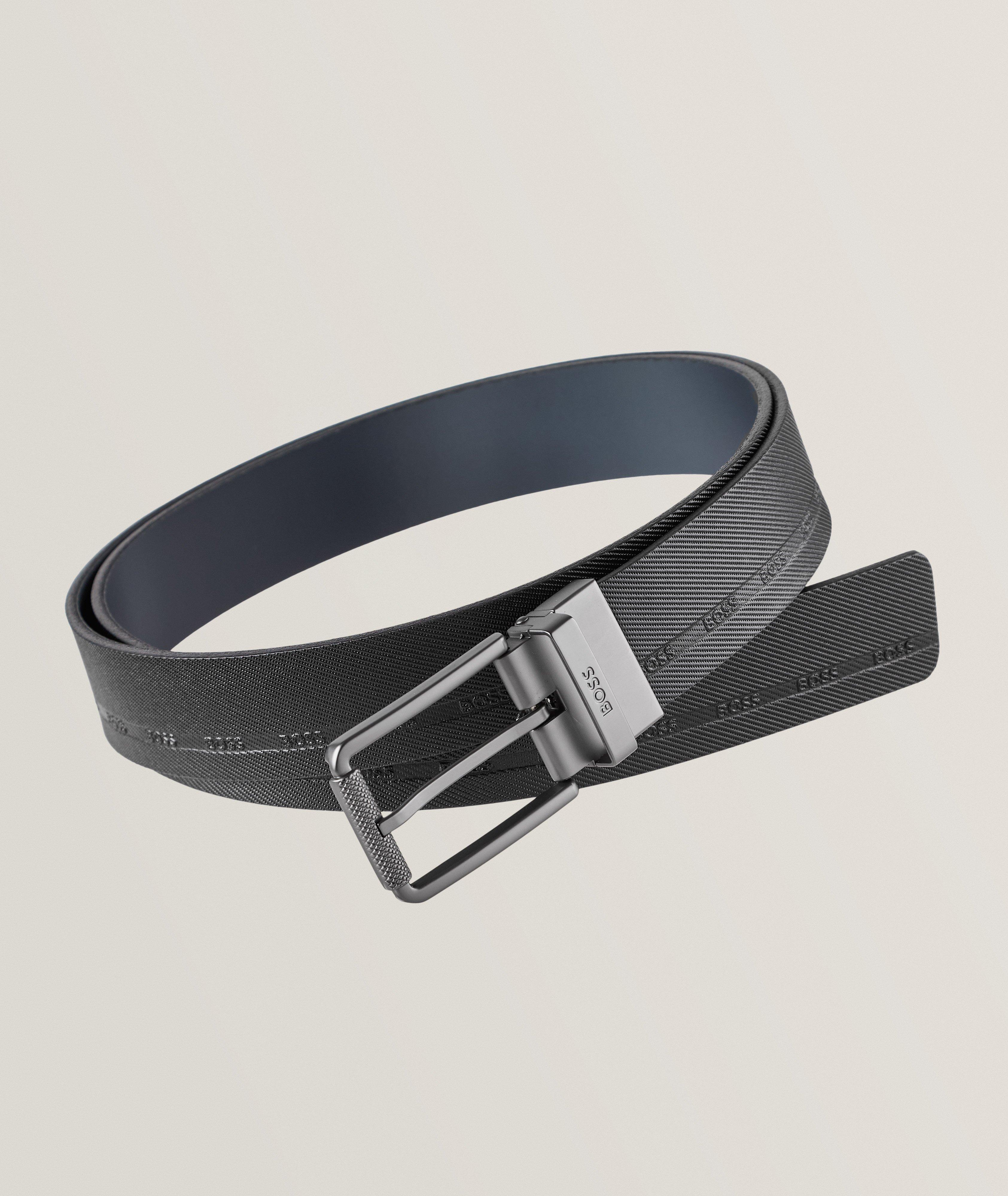 Ceinture en cuir à motif de logos image 0