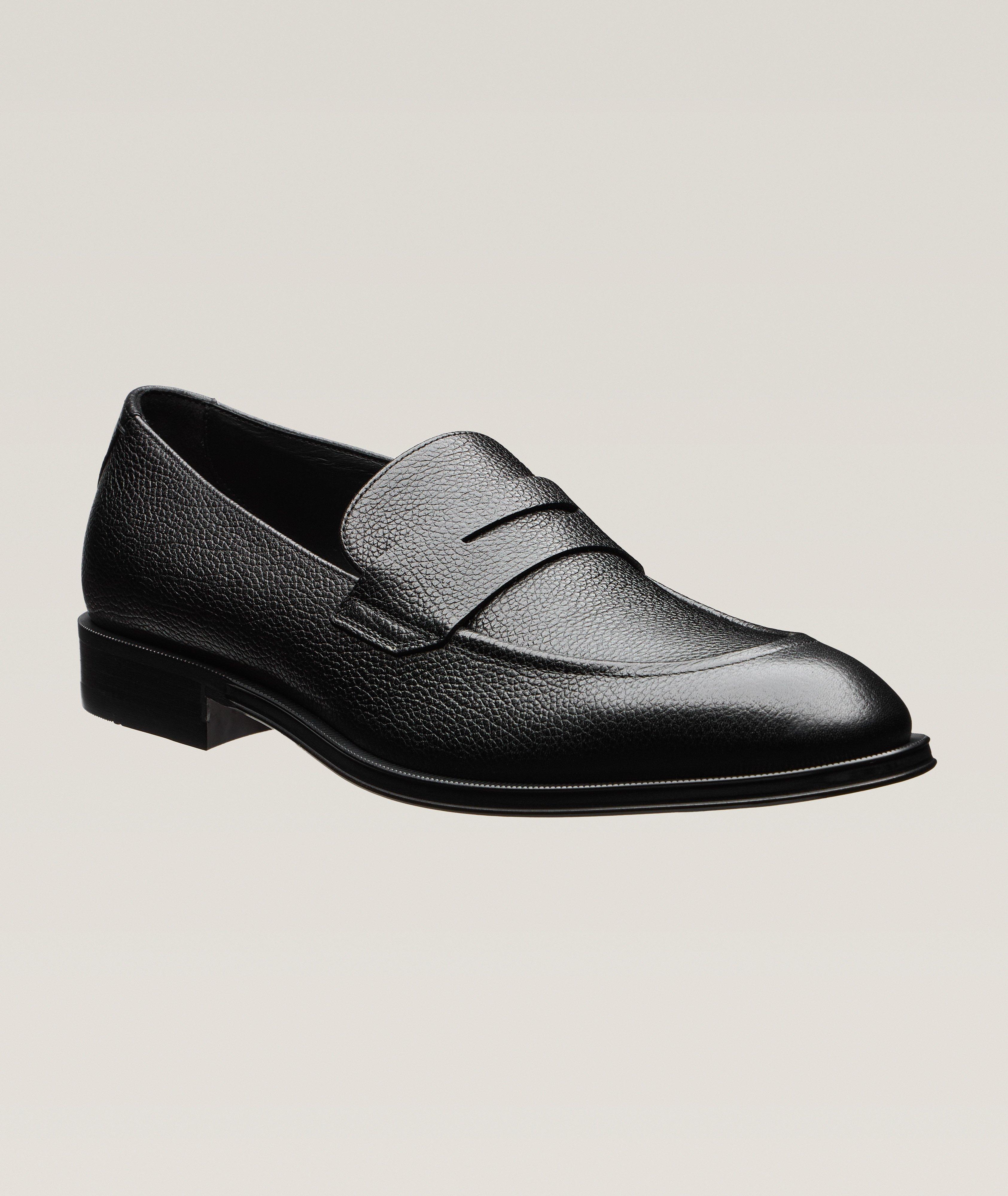 BOSS Derrek Grained Leather Penny Loafers