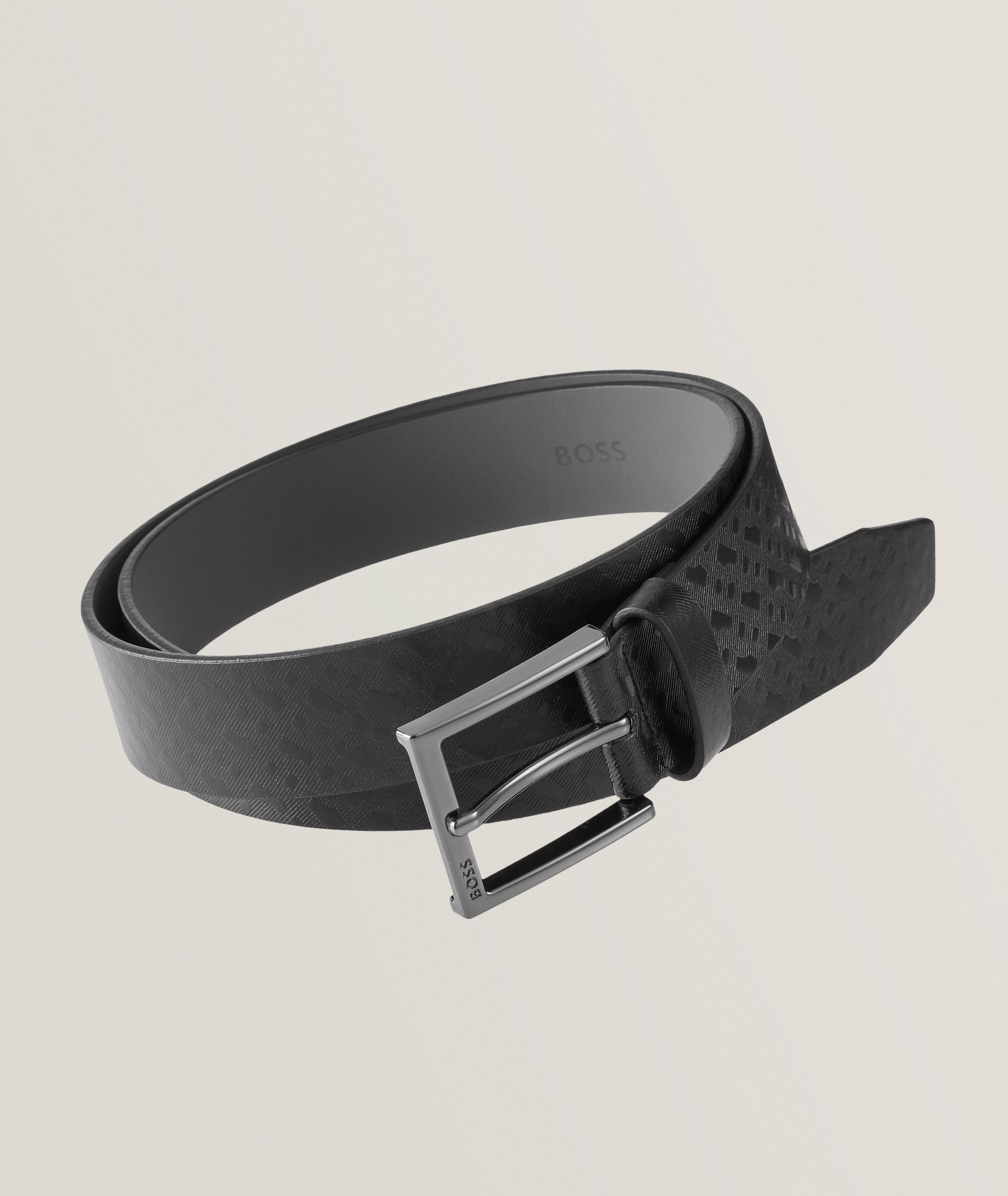 Ceinture en cuir à motif de logos image 0