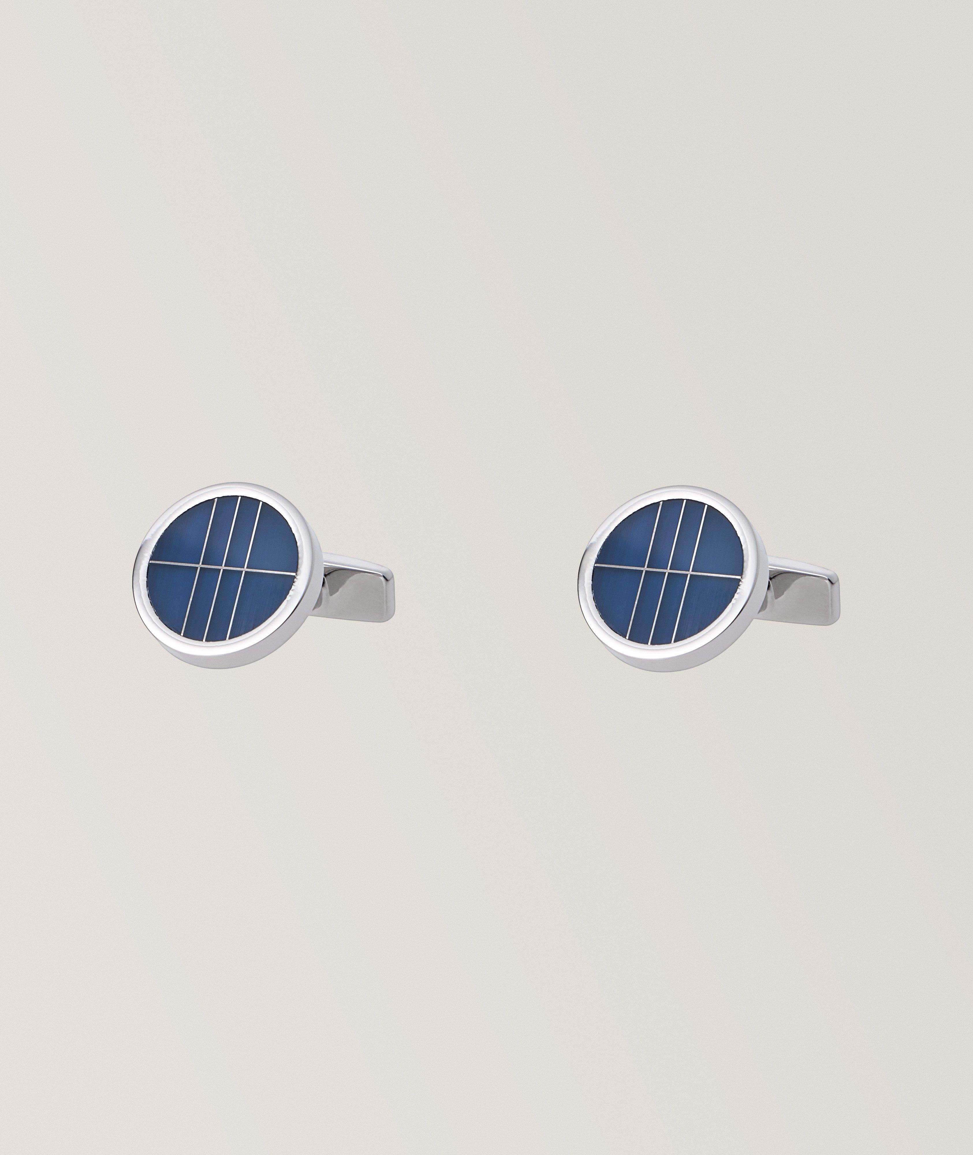 Boutons de manchette ronds à détail en fibre de verre image 0