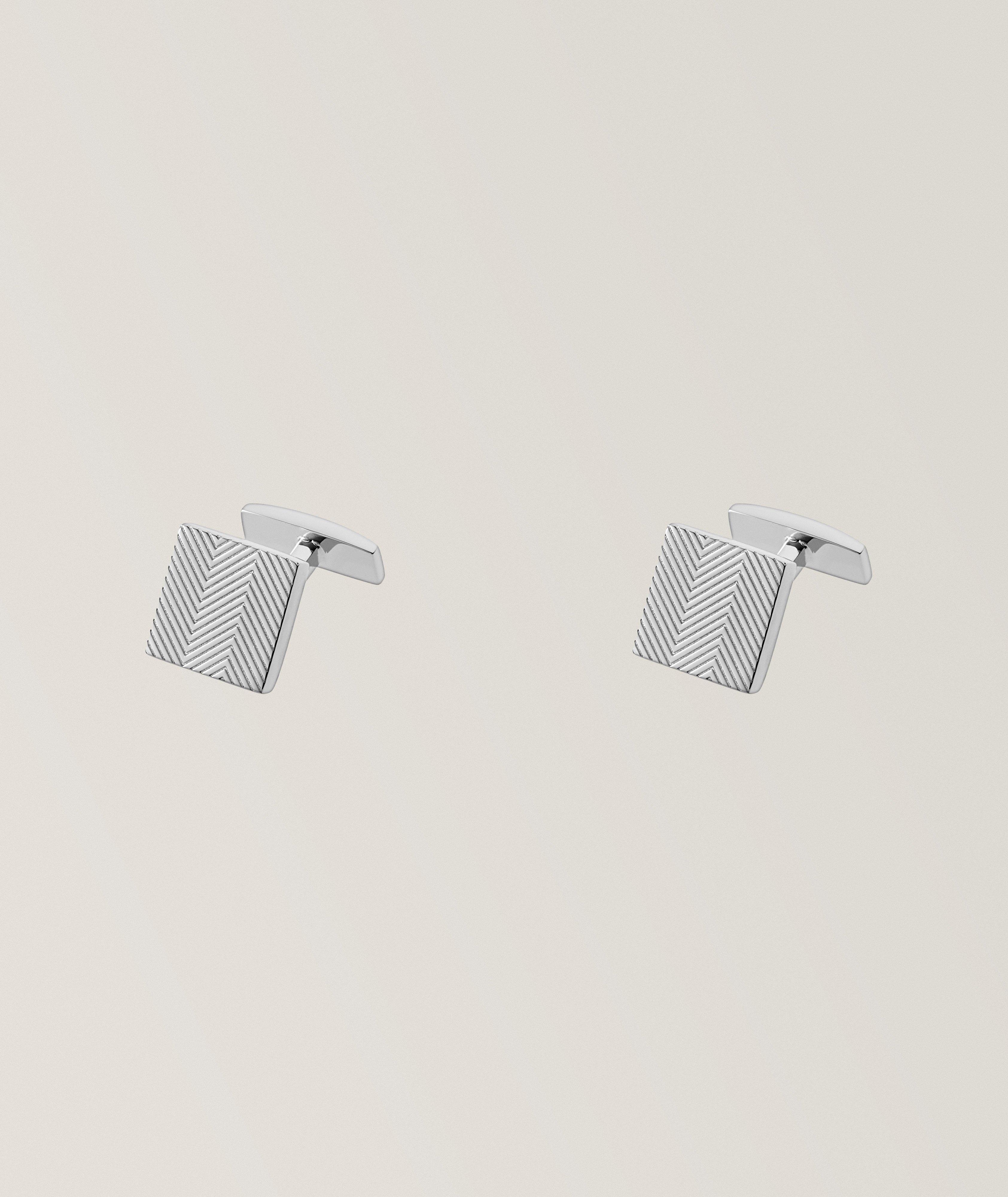 Classic Herringbone Square Cufflinks image 0