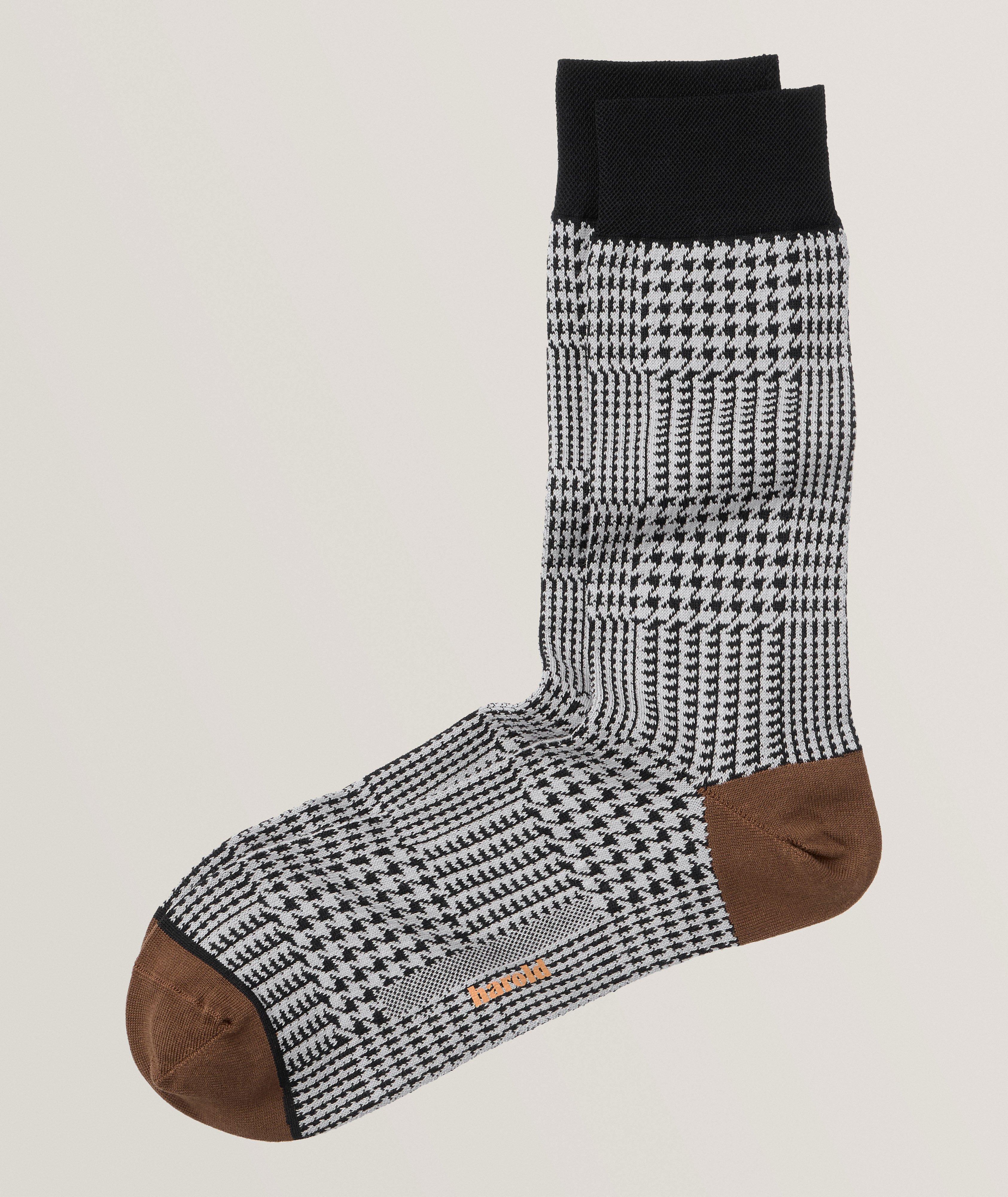 Houndstooth Cotton-Blend Socks image 0