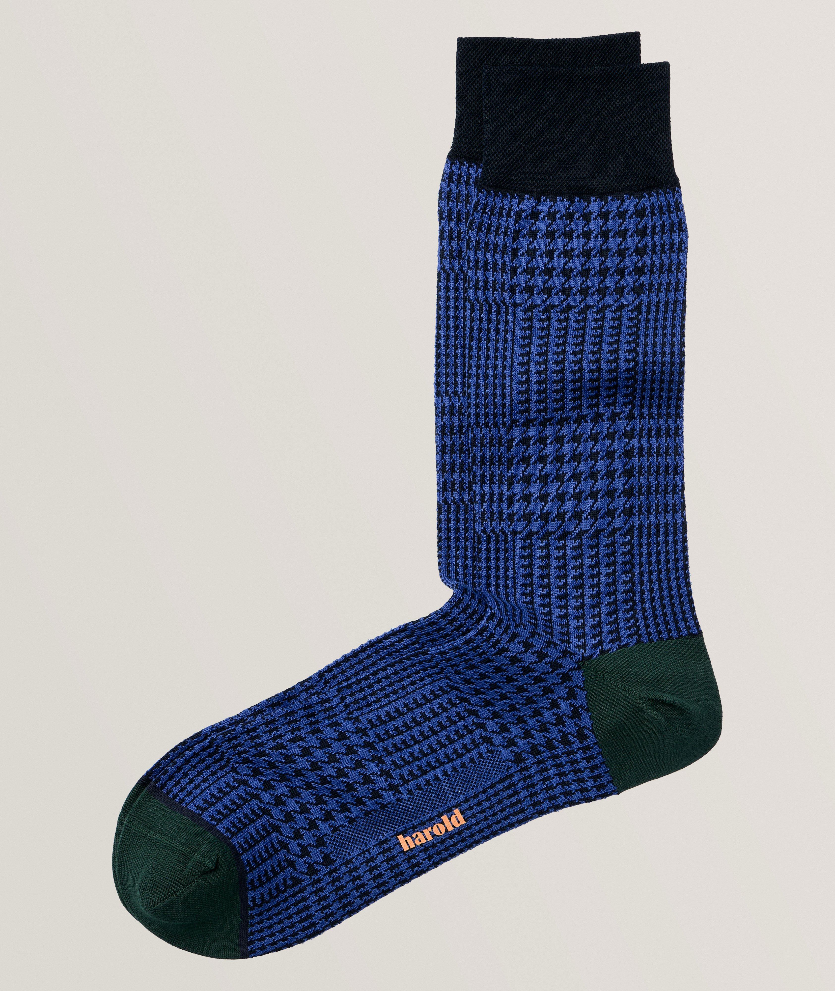 Houndstooth Plaid Cotton-Blend Socks image 0