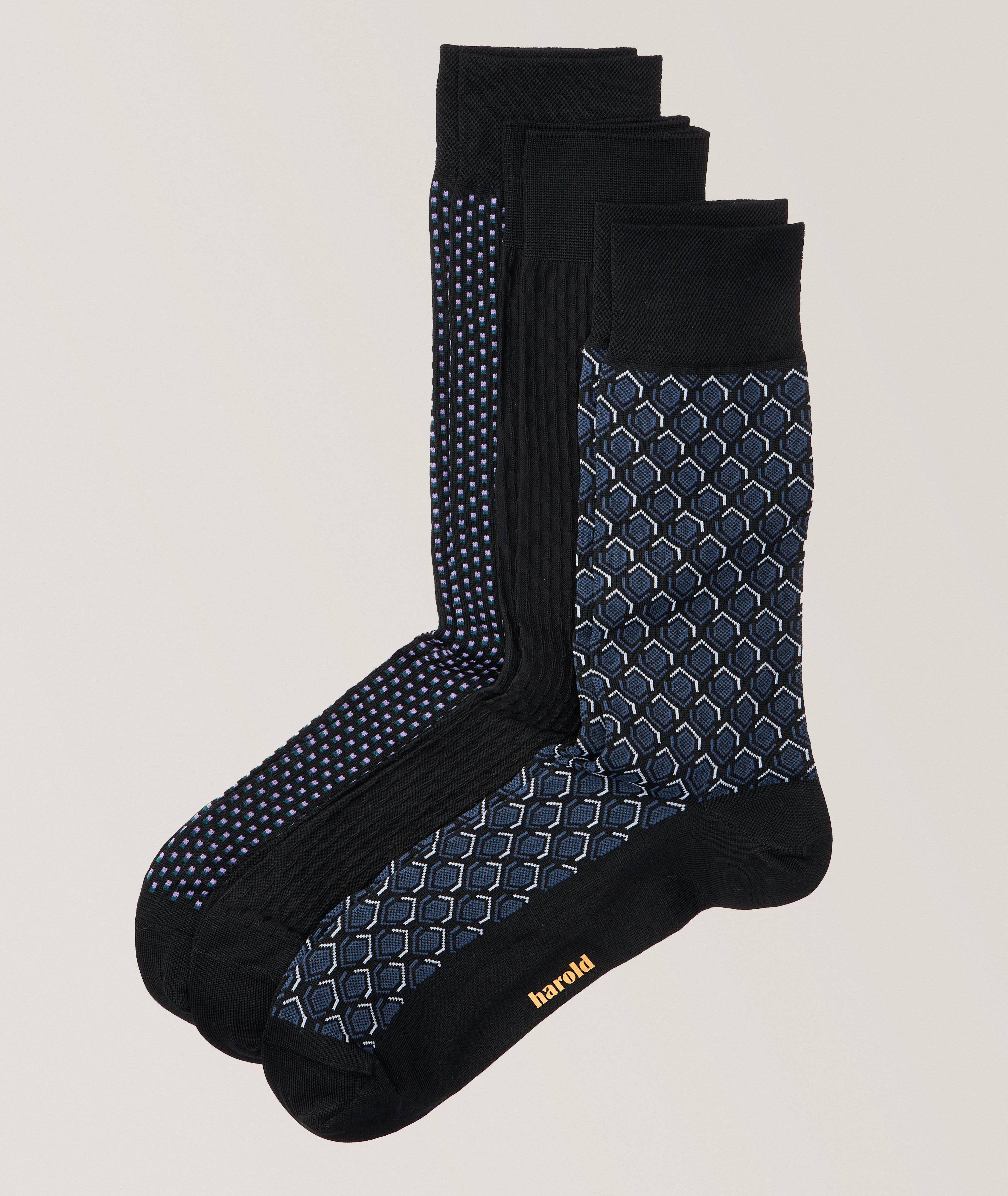 Ensemble-cadeau, trois paires de chaussettes en coton extensible image 0