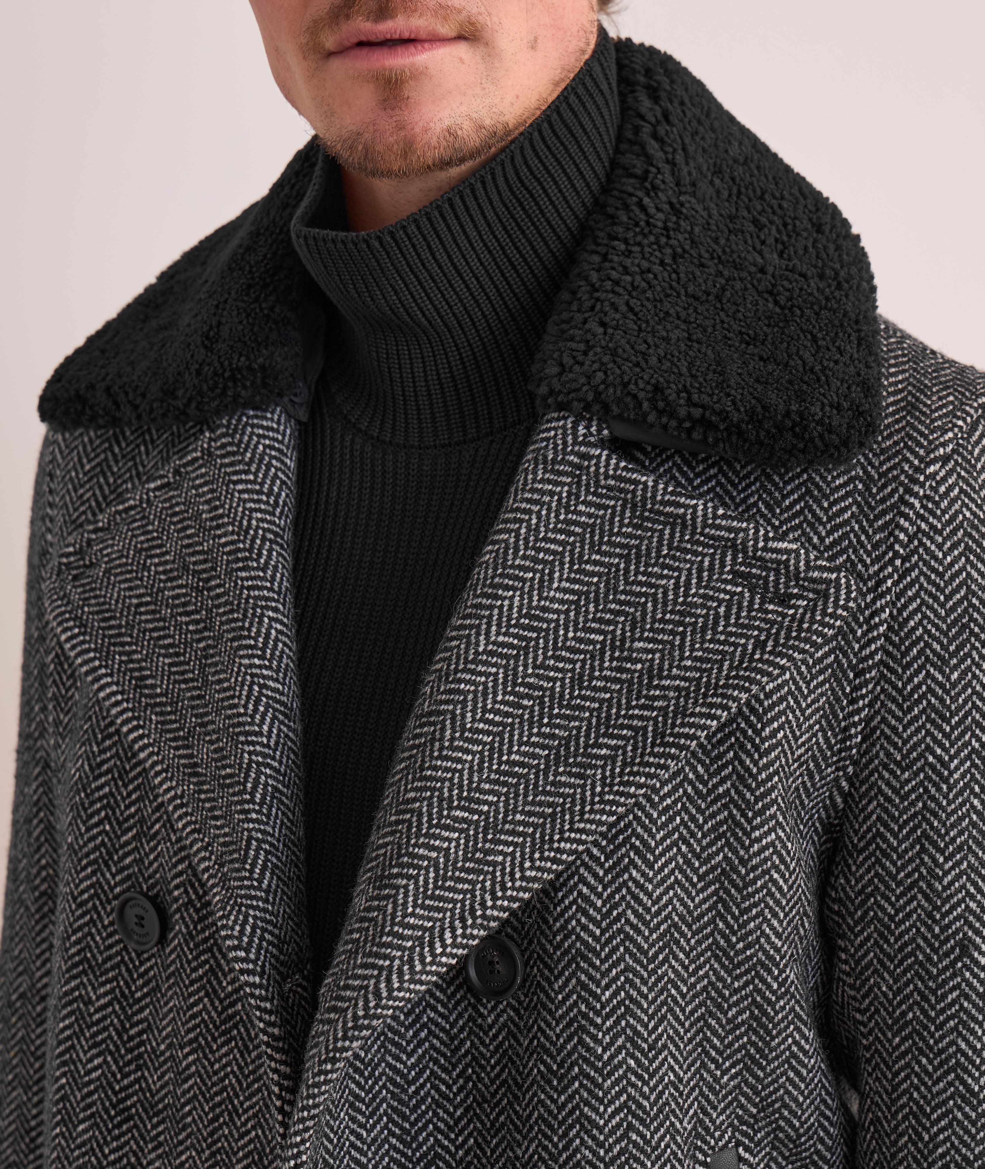 Cole Herringbone Wool Peacoat  image 3