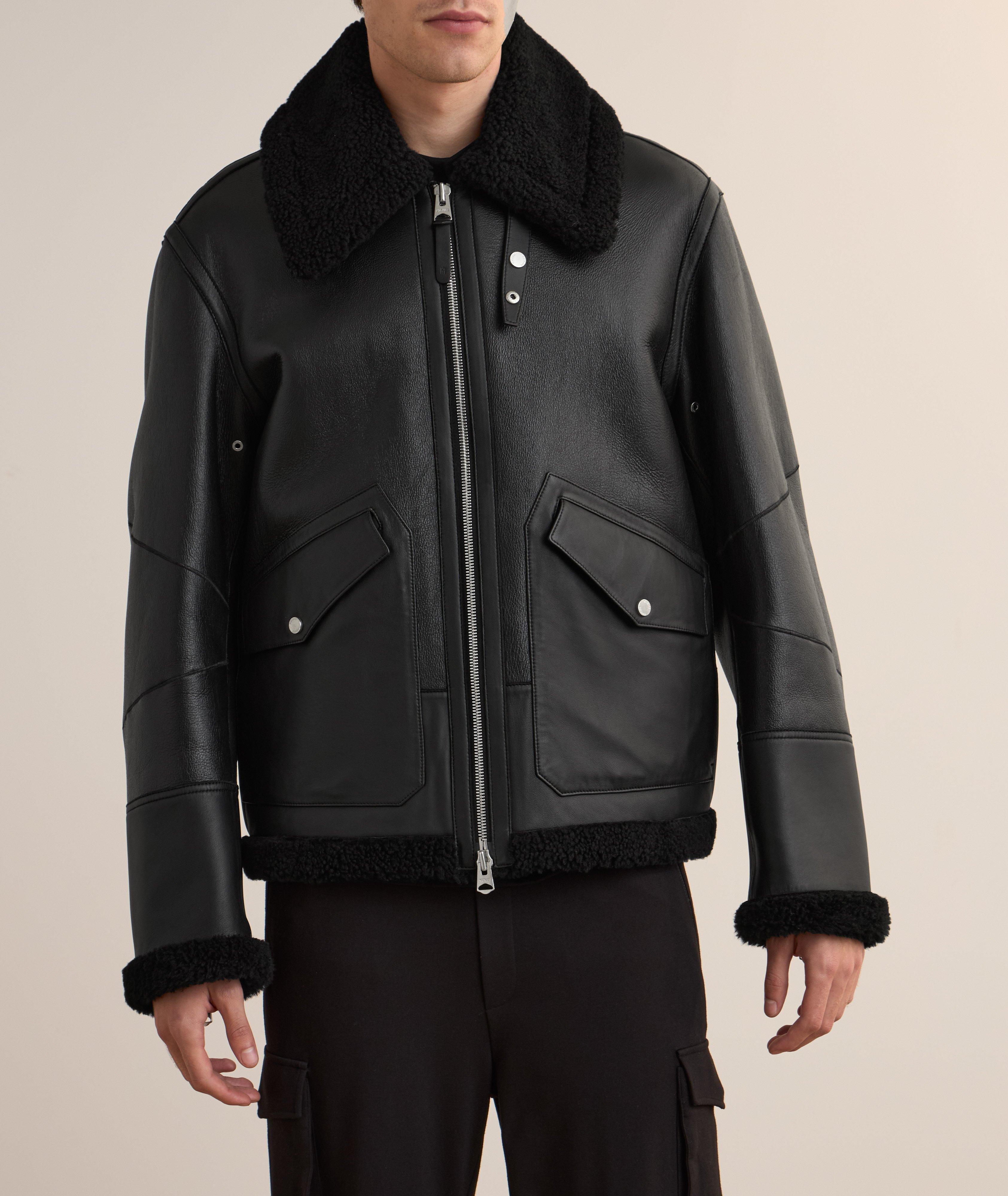 Blouson de style aviateur en rason et en cuir image 1