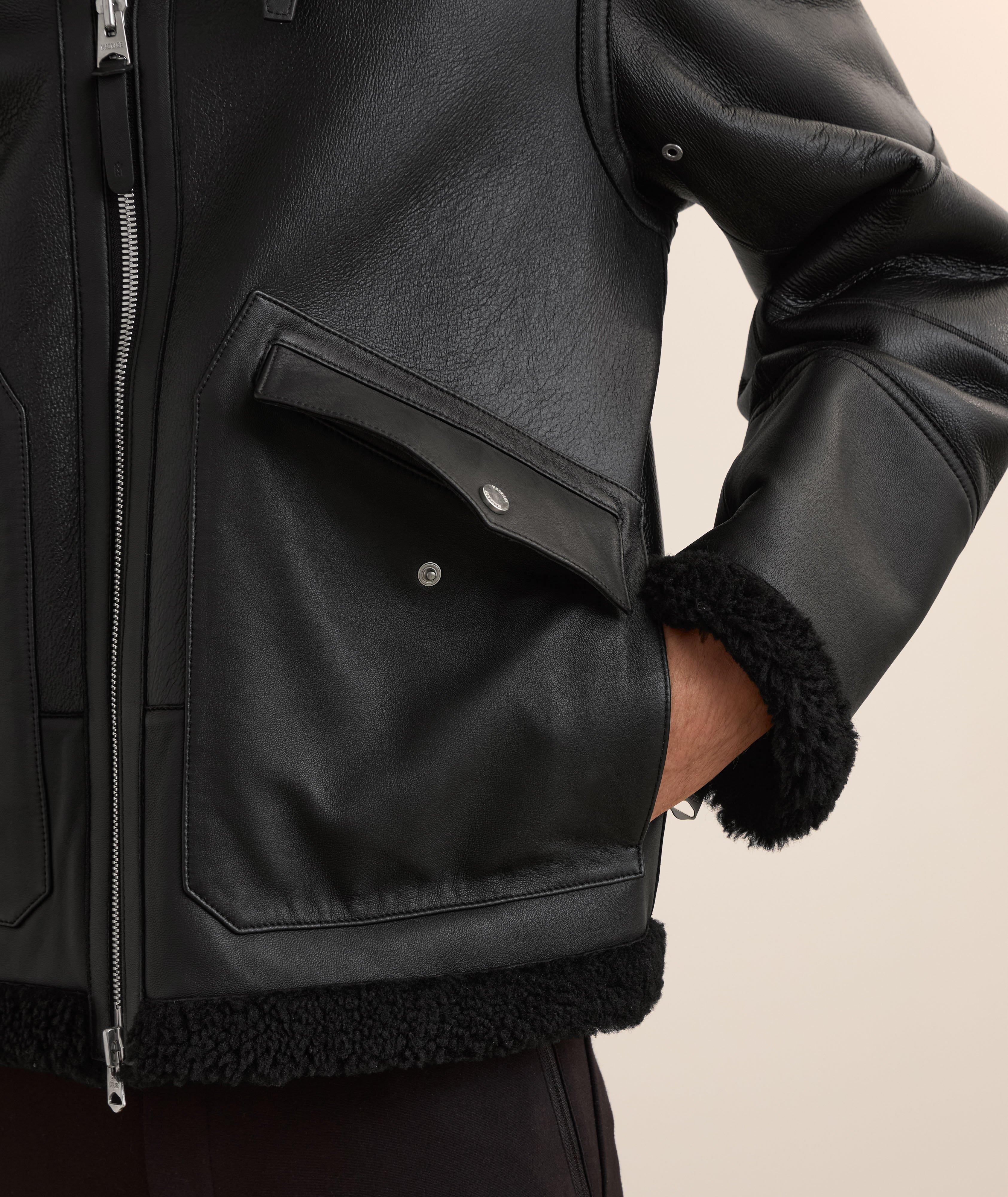 Blouson de style aviateur en rason et en cuir image 4