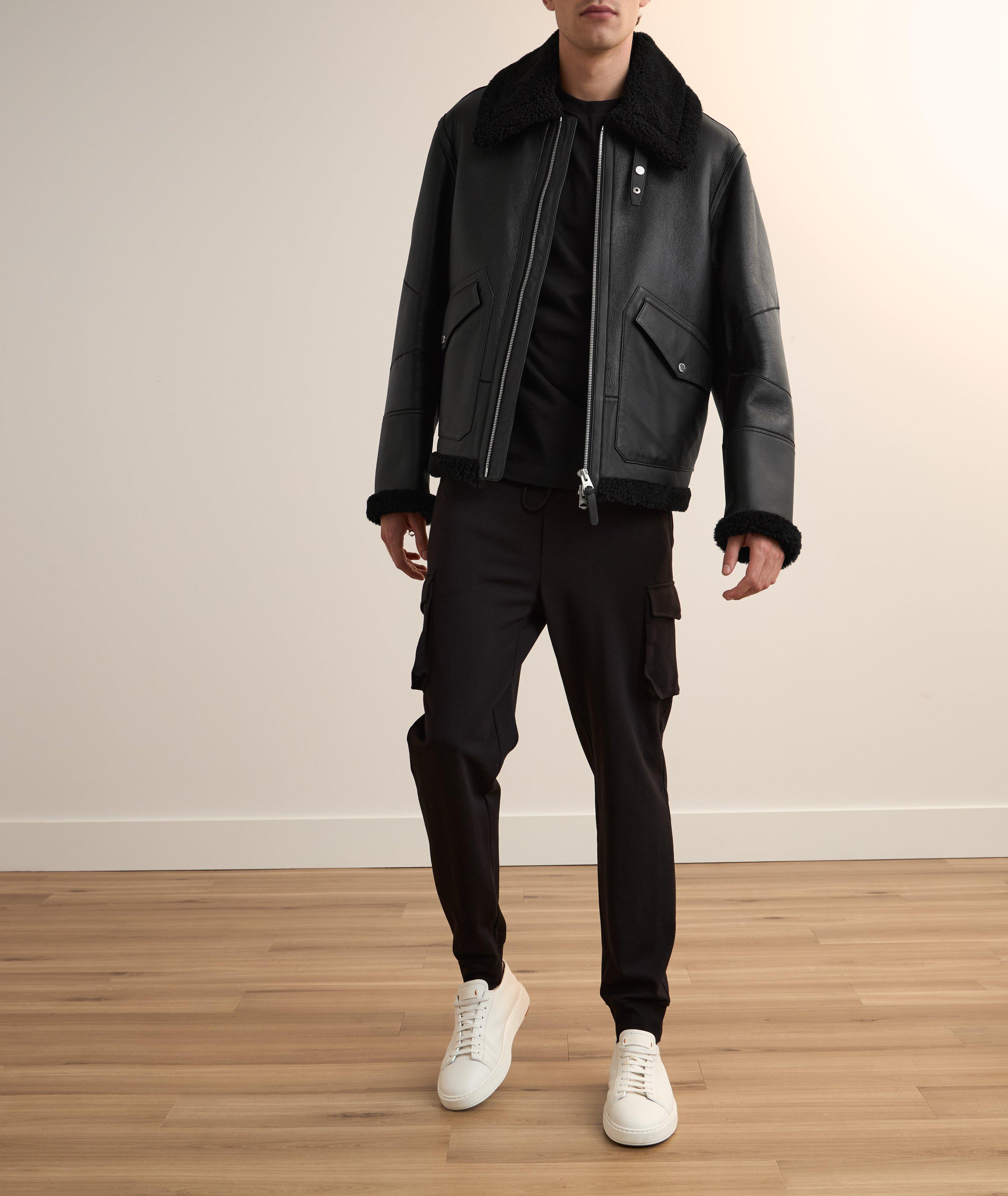 Blouson de style aviateur en rason et en cuir image 5