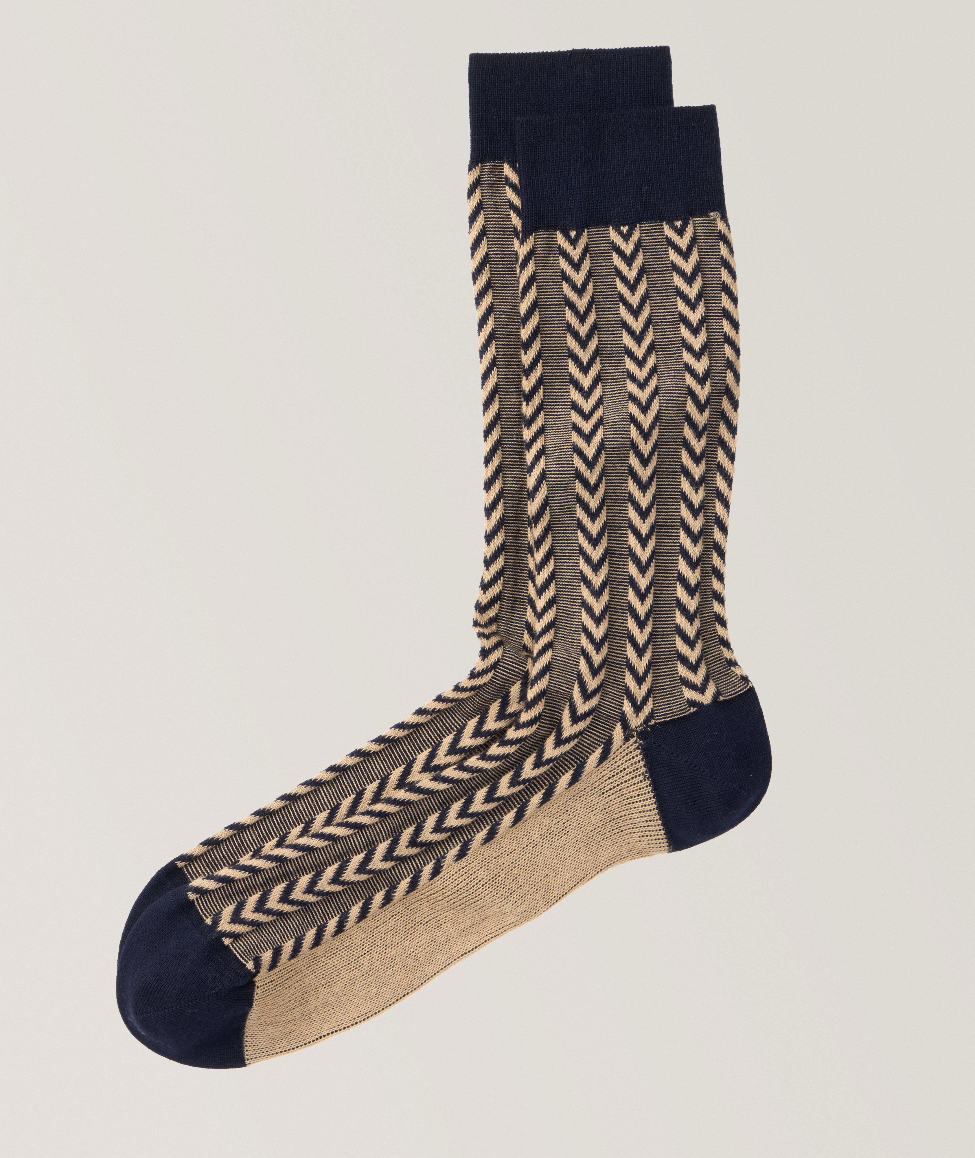 Chaussettes Roger en coton et en cachemire à chevrons image 0