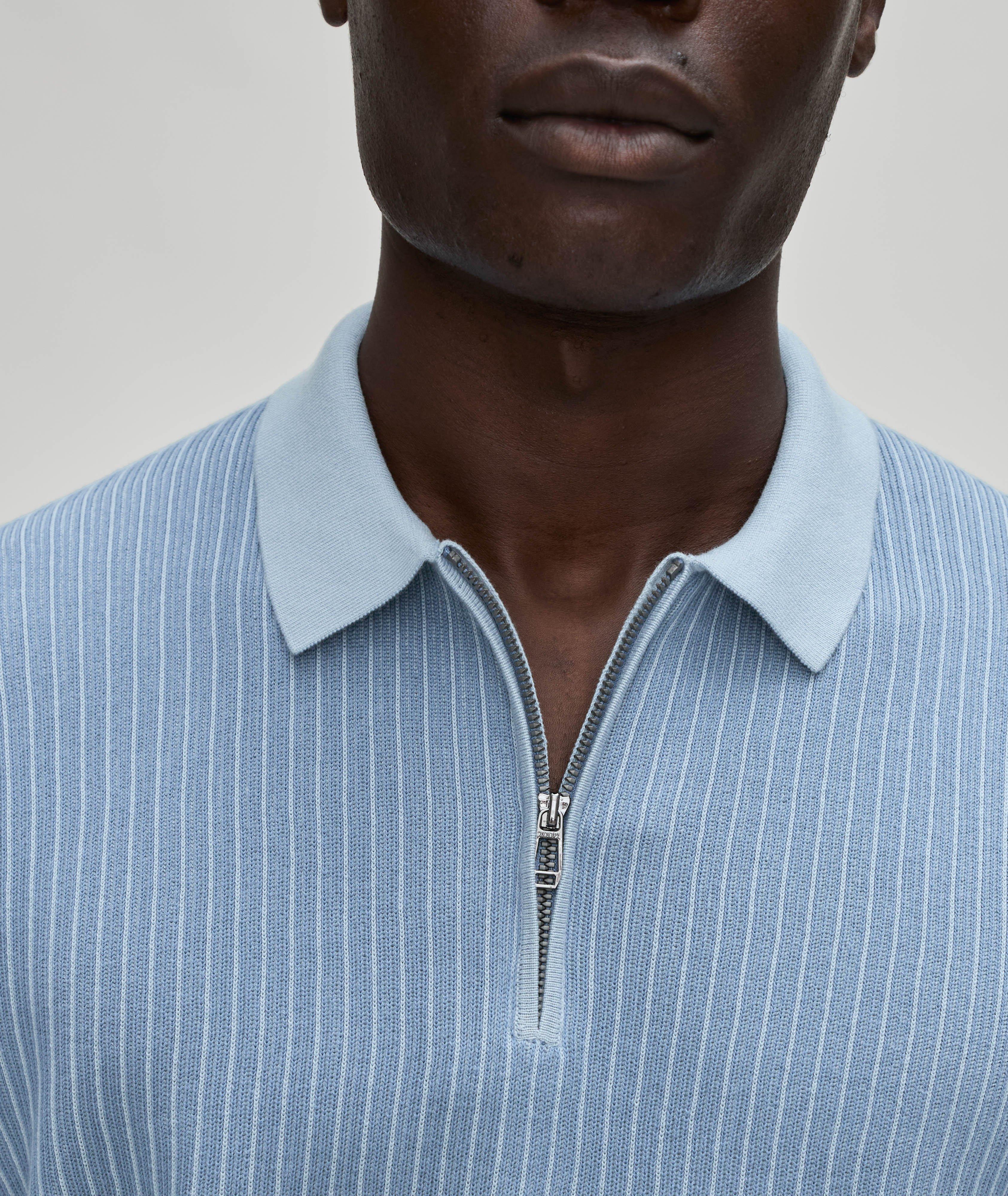 Simeono Quarter-Zip Cotton Ribbed Polo  image 4