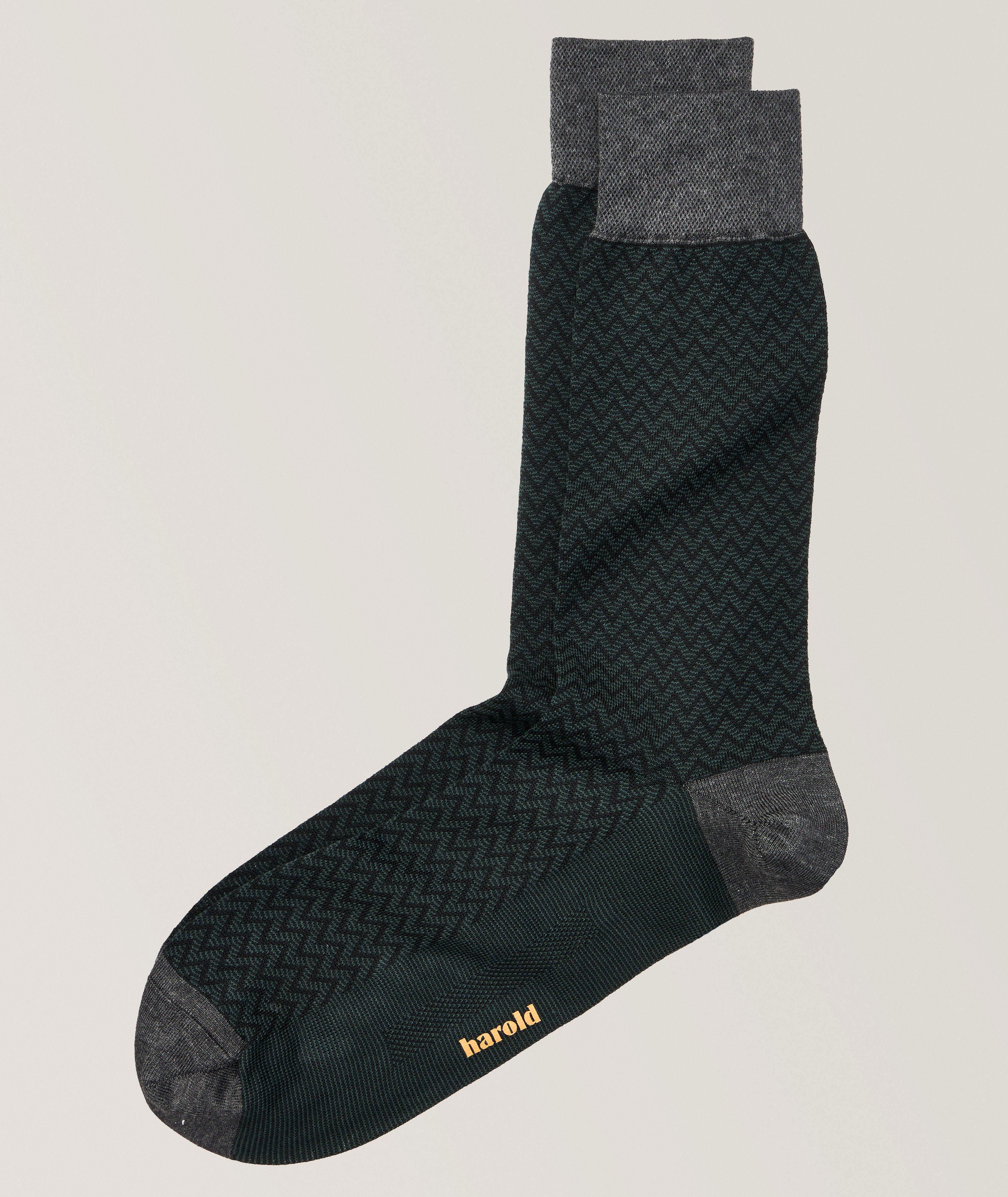 Herringbone Mercerized Stretch-Cotton Socks image 0