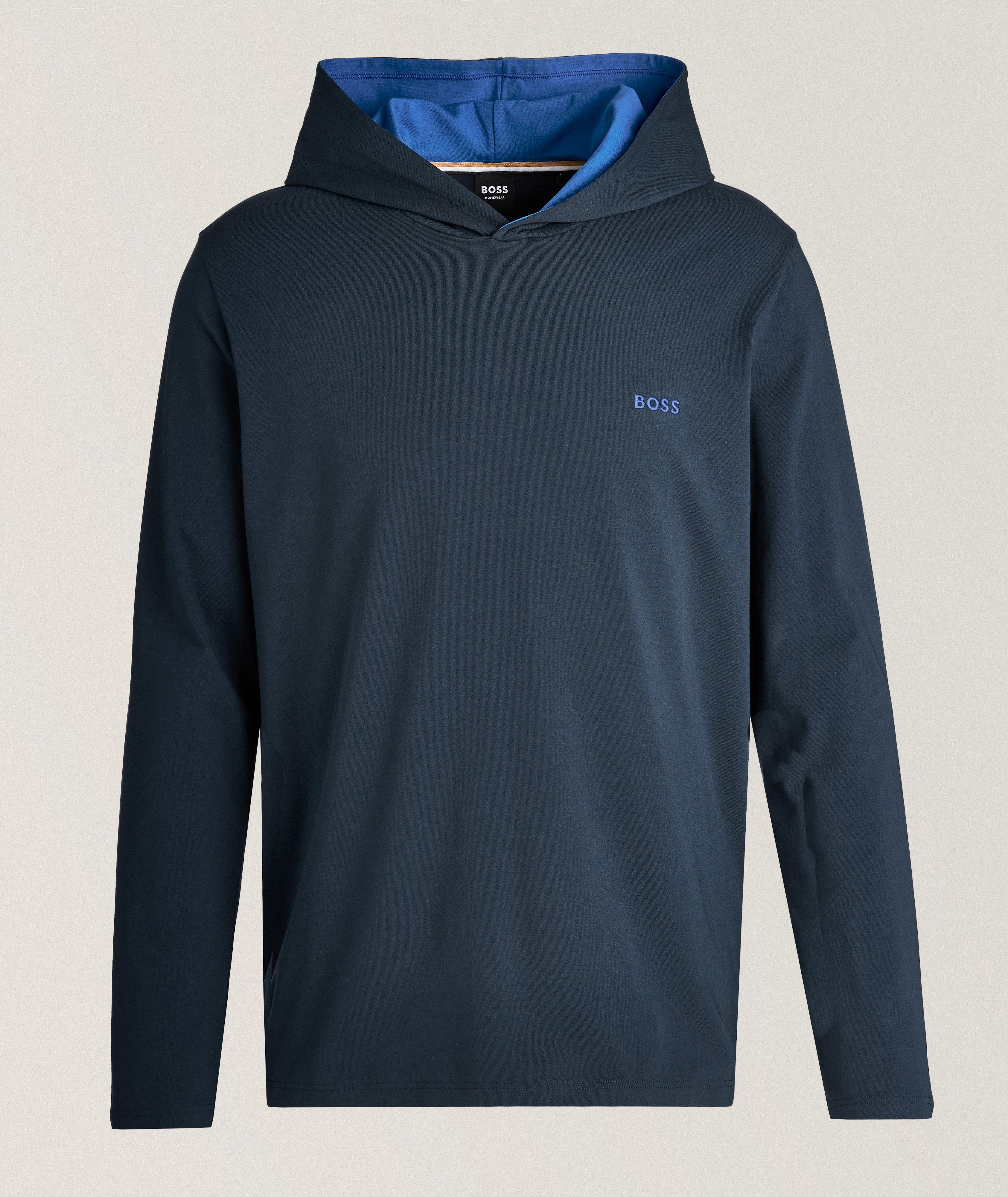 Long-Sleeve Hooded Stretch-Cotton Shirt image 0