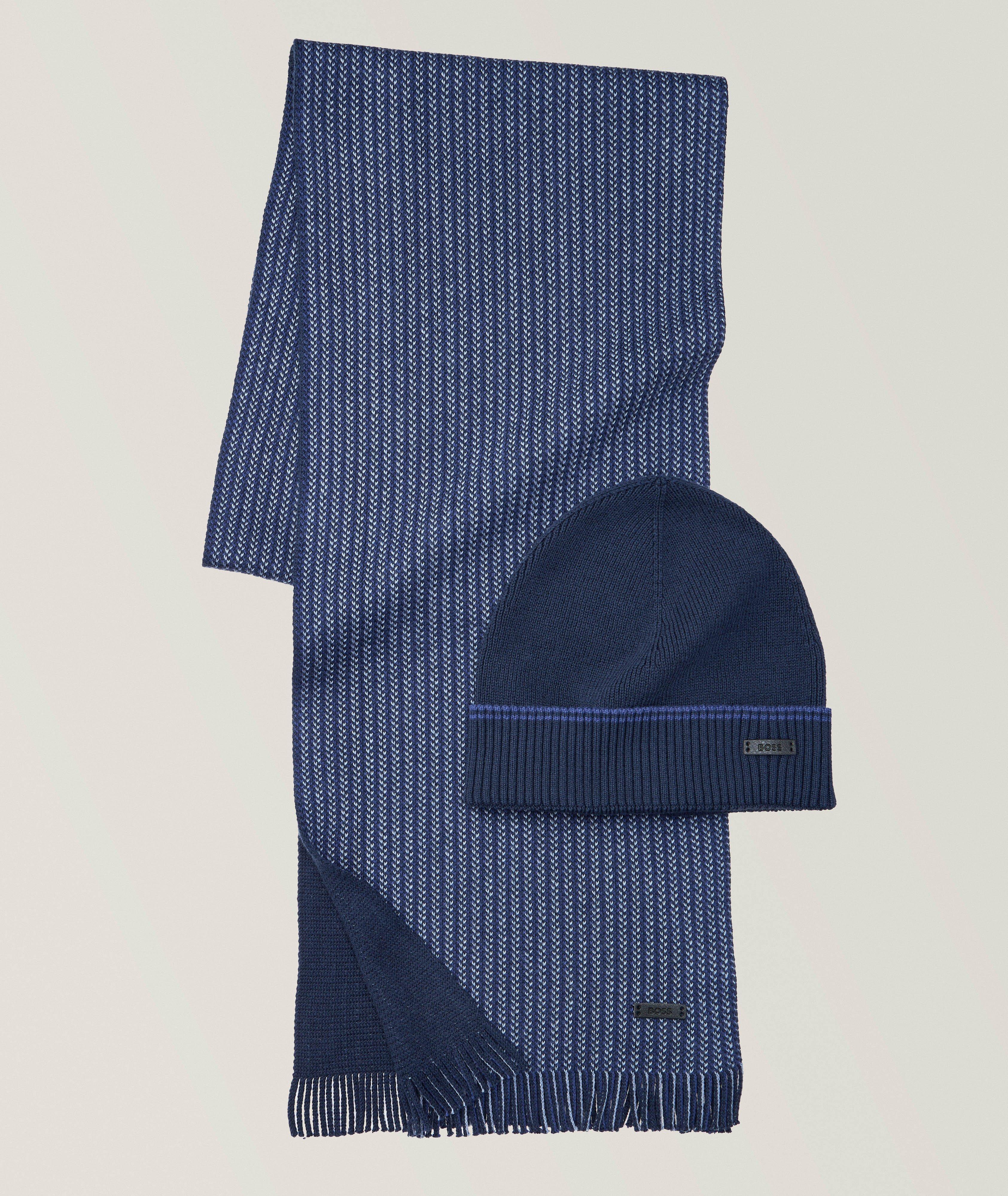 BOSS Ensemble-cadeau, tuque et écharpe à rayures