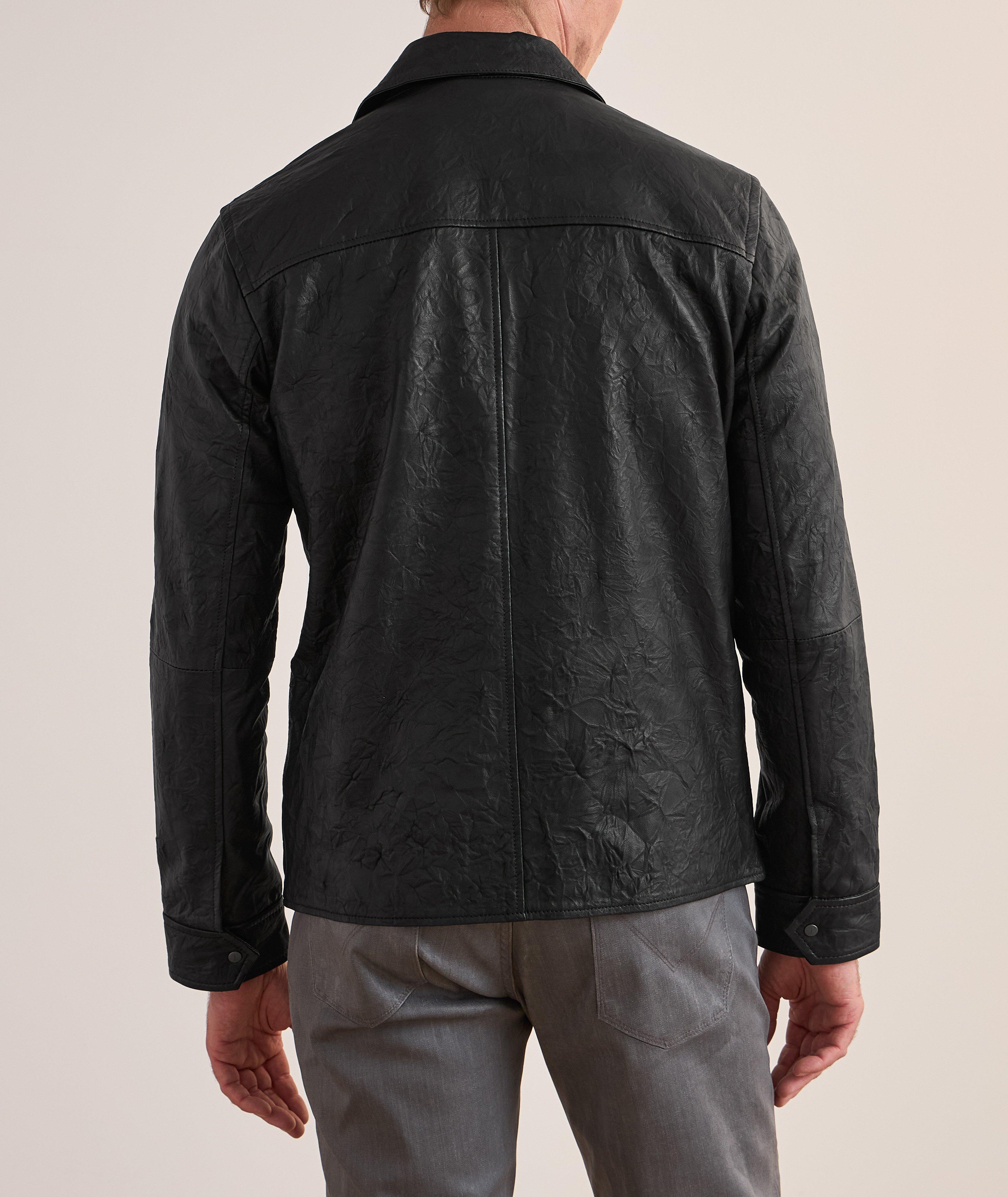 Blouson en cuir à effet froissé image 2