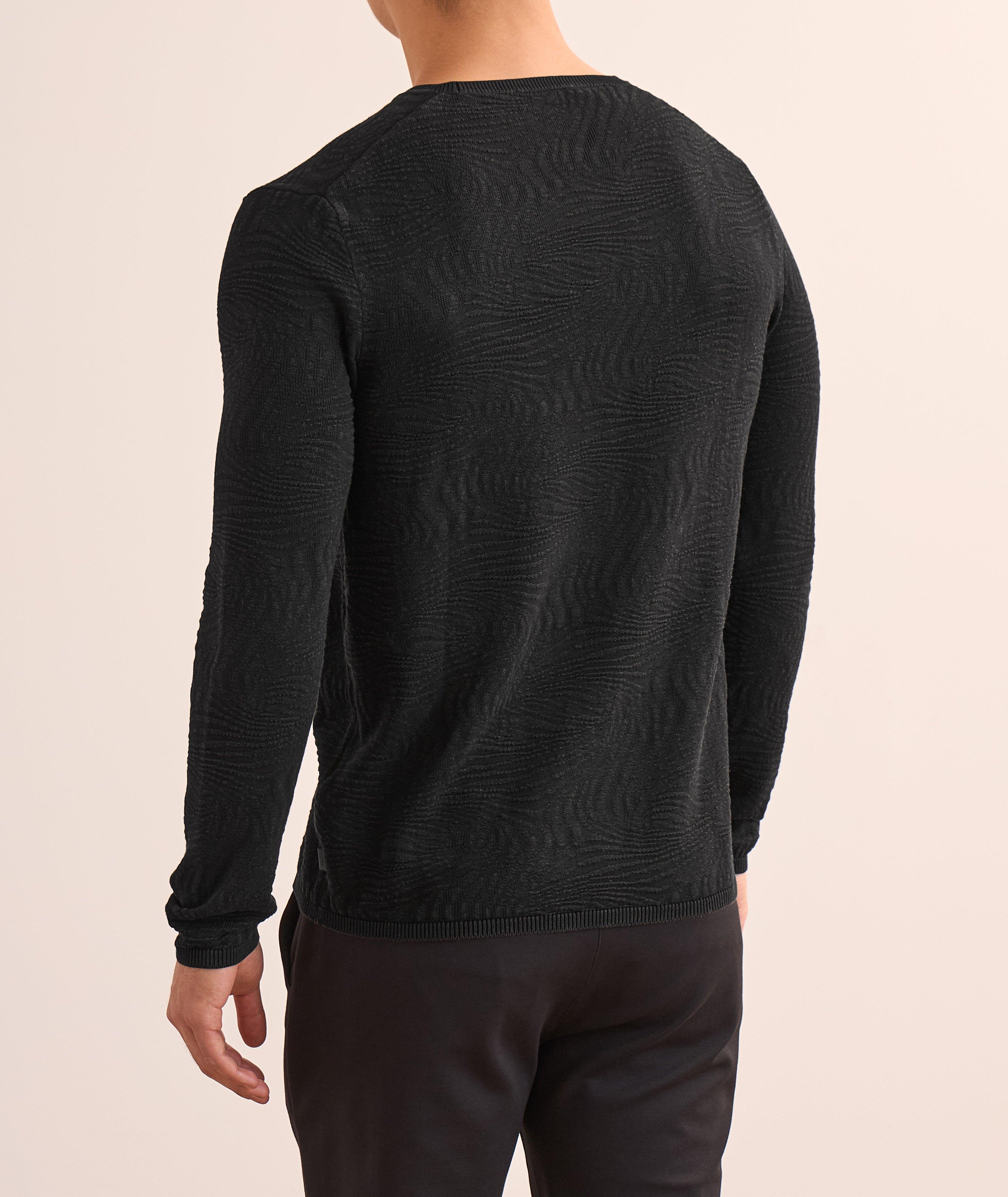 Wave Textured Cotton Crewneck Sweater image 2