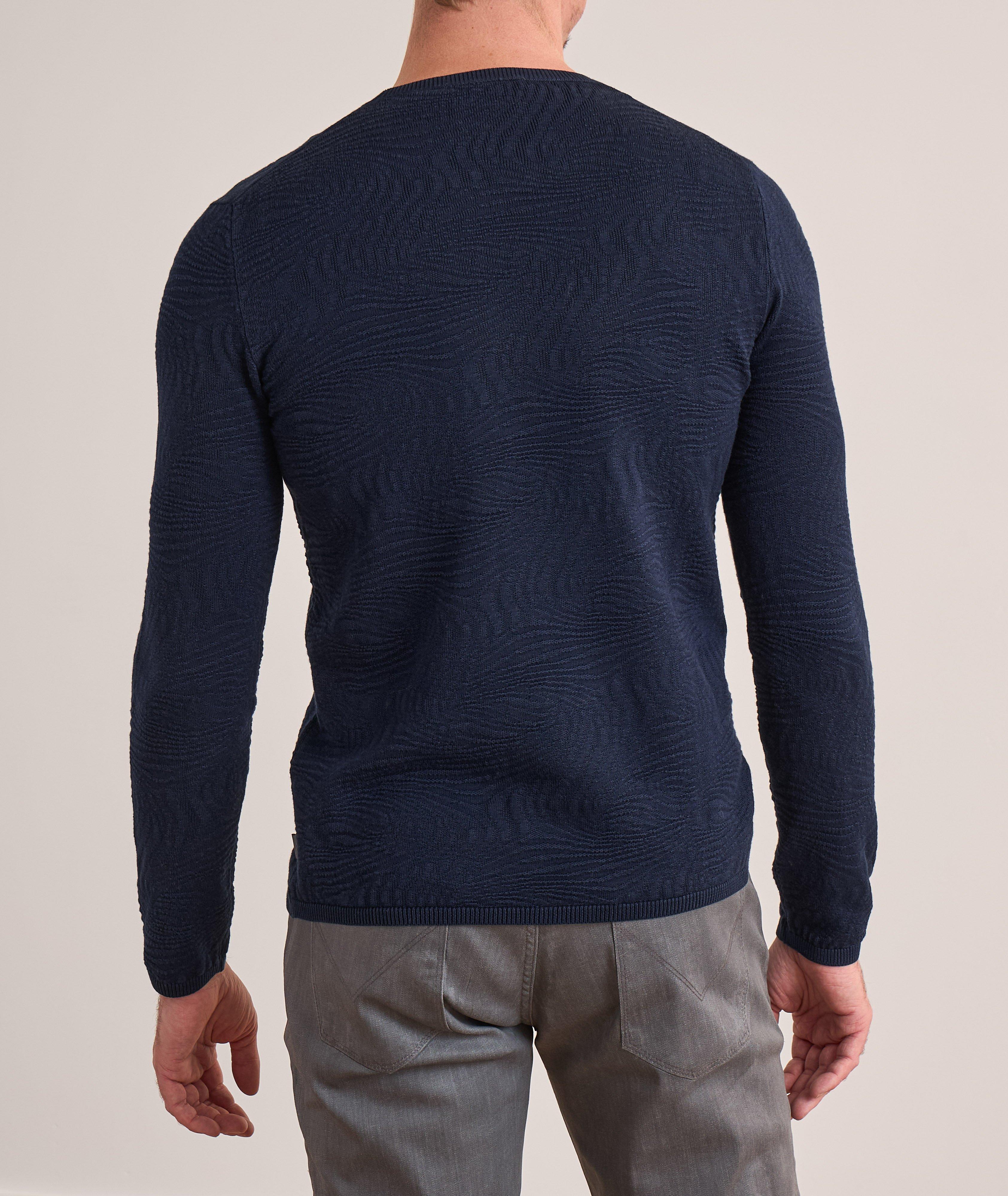 Wave Textured Cotton Crewneck Sweater image 2