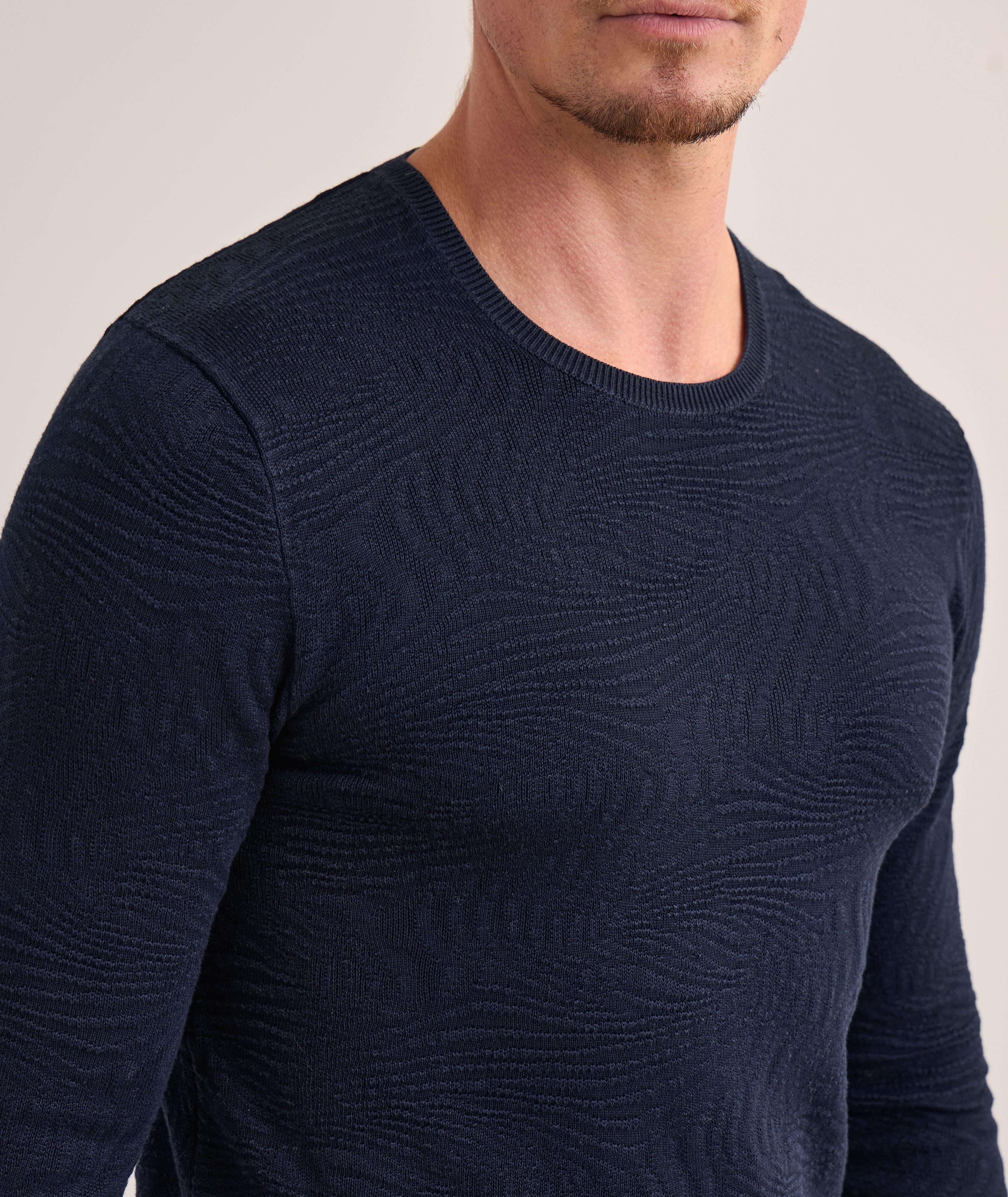 Wave Textured Cotton Crewneck Sweater image 3