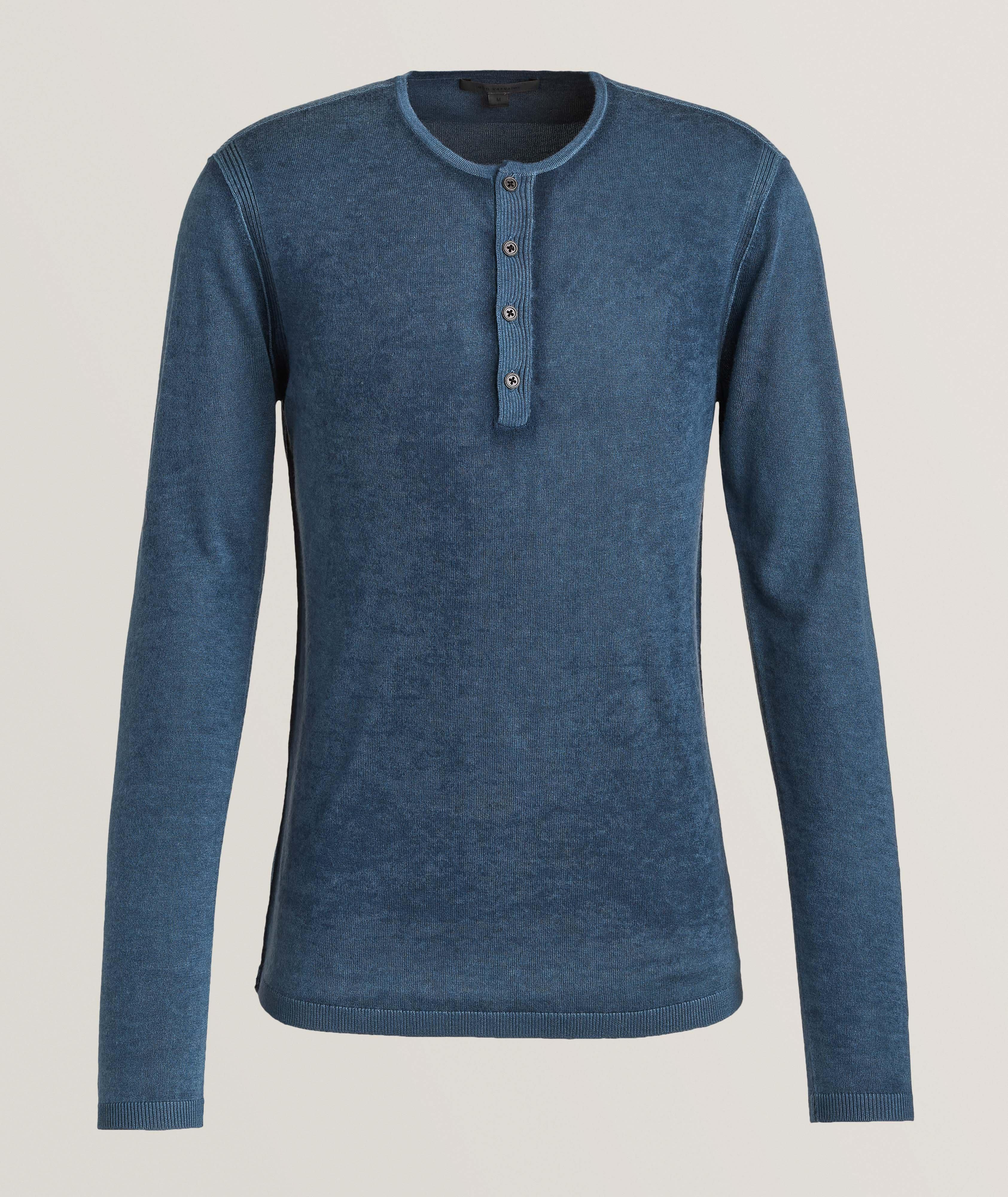 Silk-Cashmere Washed Henley Sweater image 0