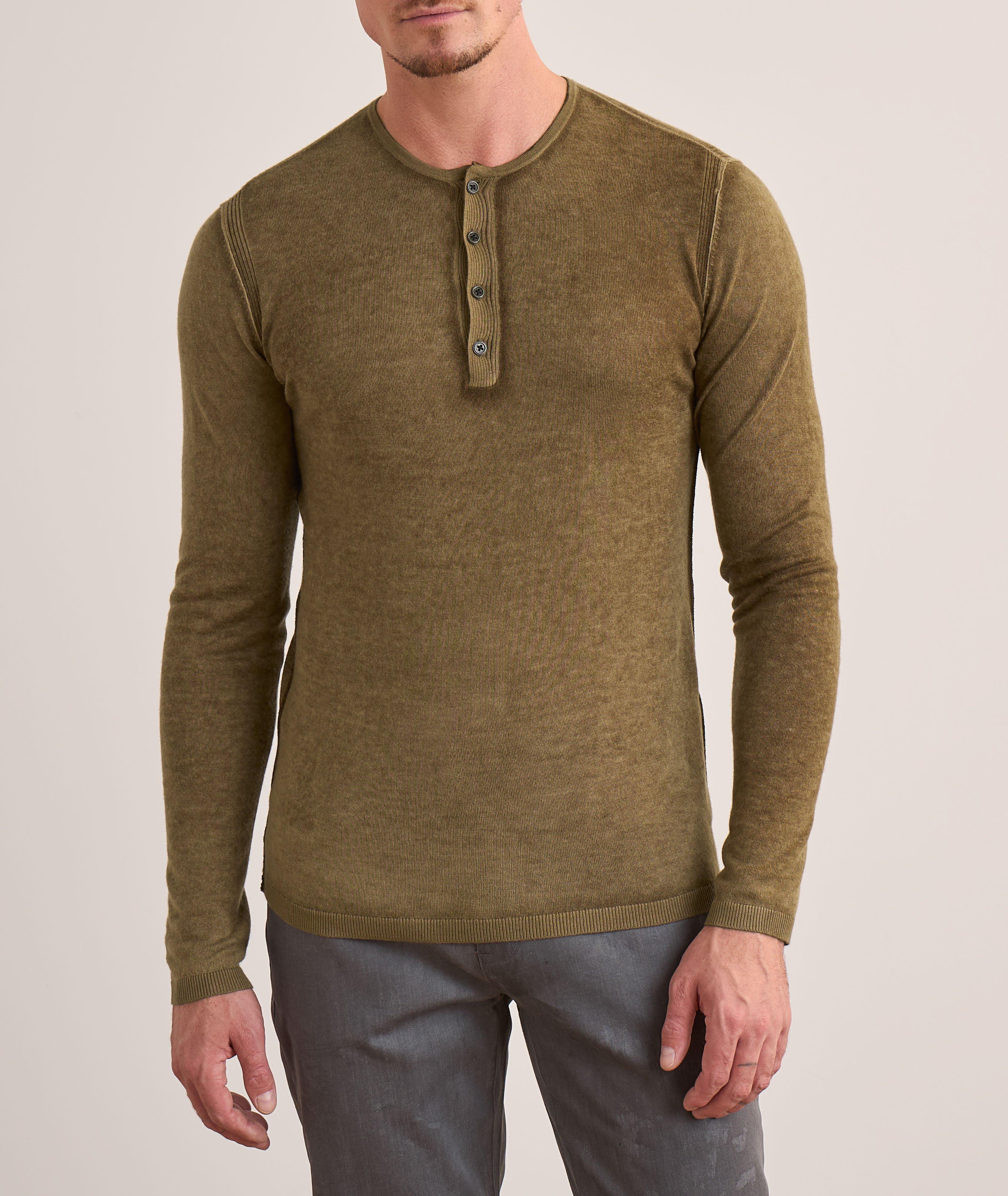 Silk-Cashmere Washed Henley Sweater image 1