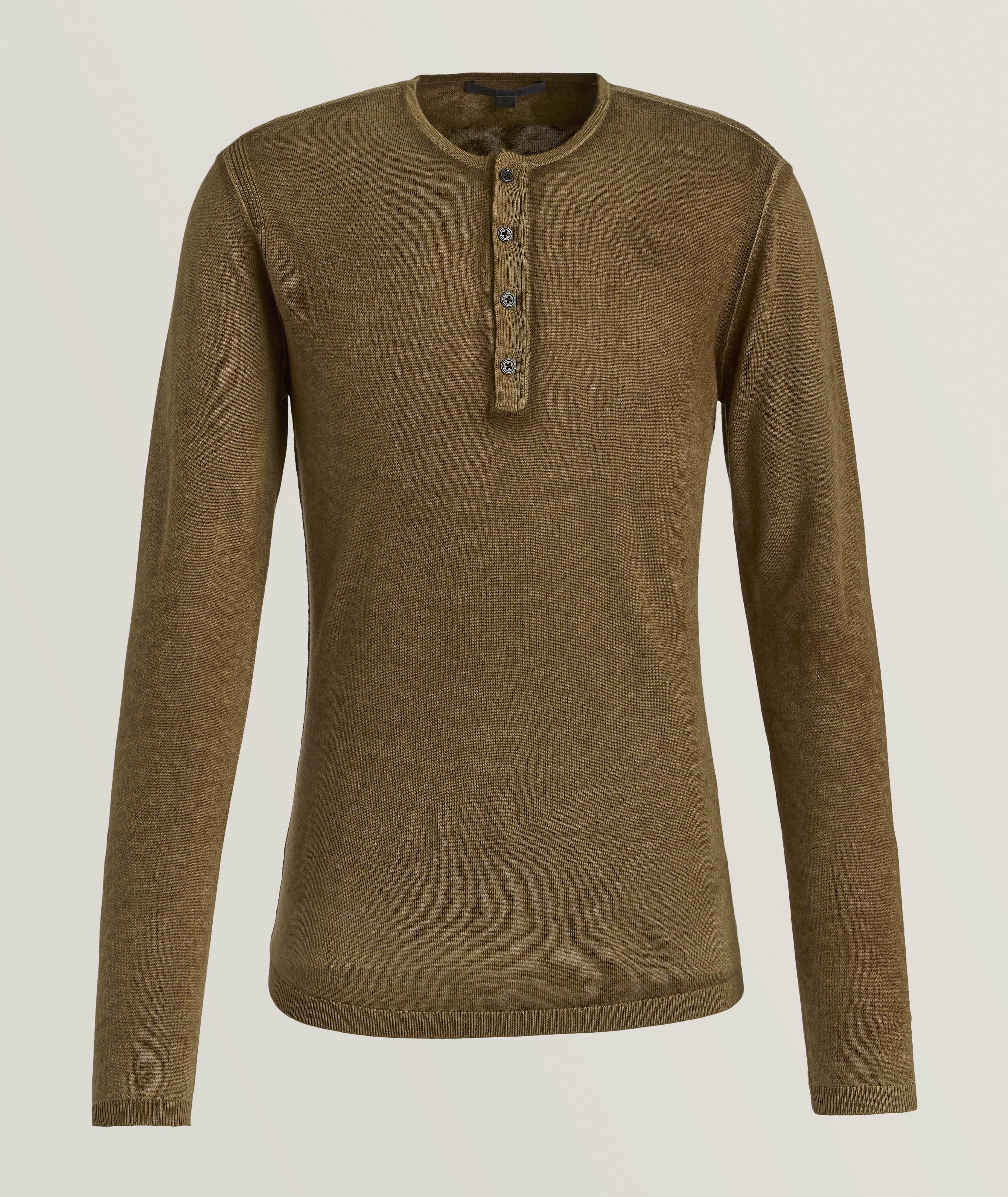 Silk-Cashmere Washed Henley Sweater image 0