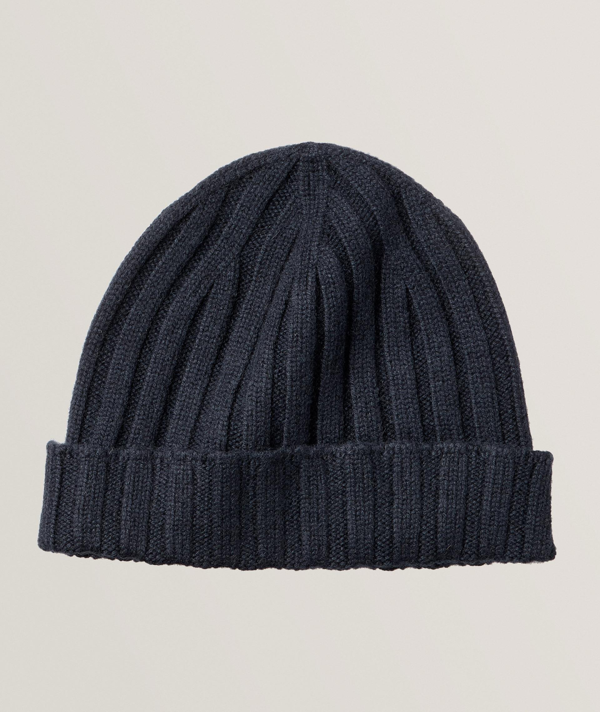 Tuque en tricot côtelé de cachemire image 0