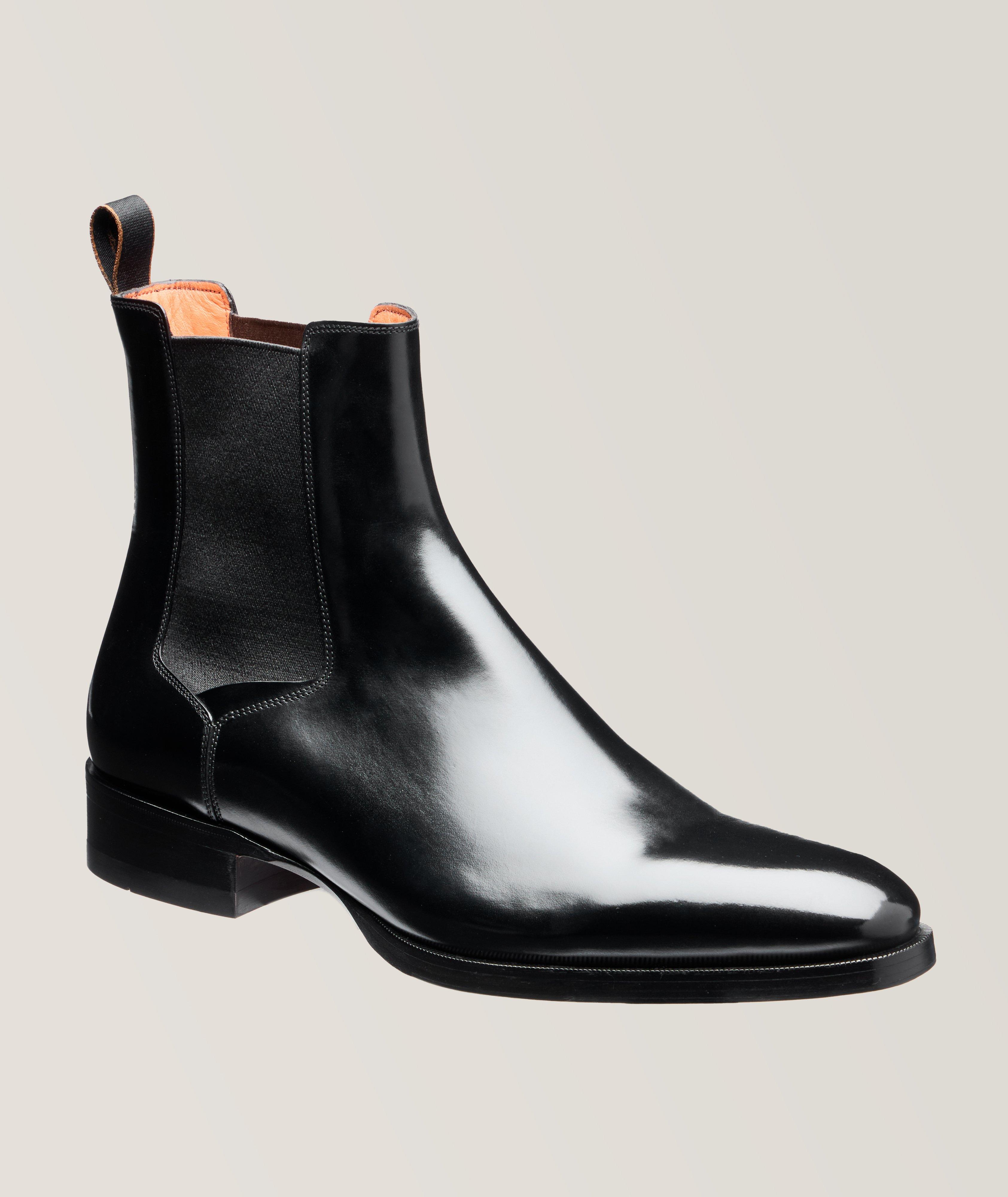 Santoni Polished Leather Chelsea Boots Boots Harry Rosen