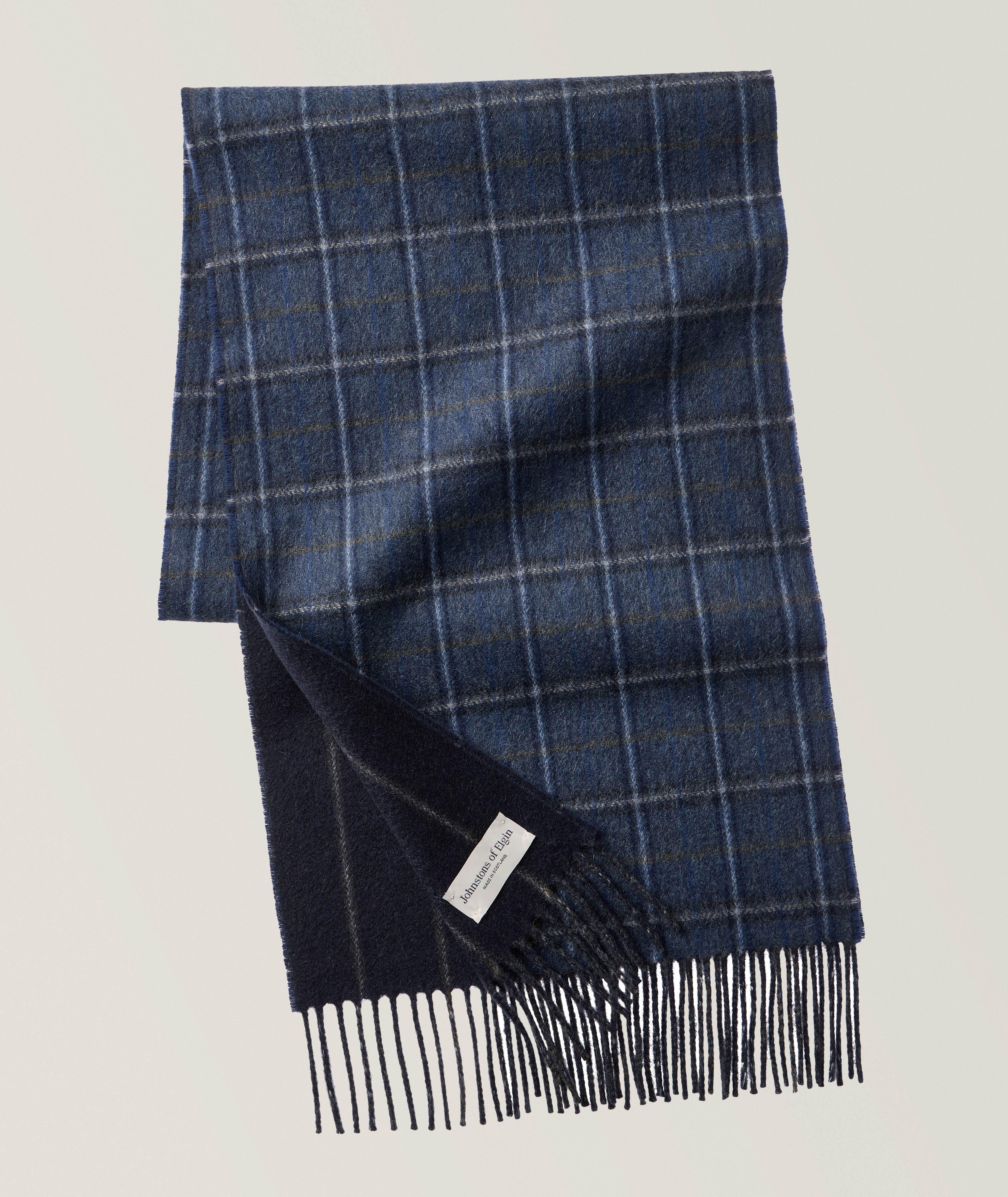 Checked Cashmere Fringed Scarf image 0