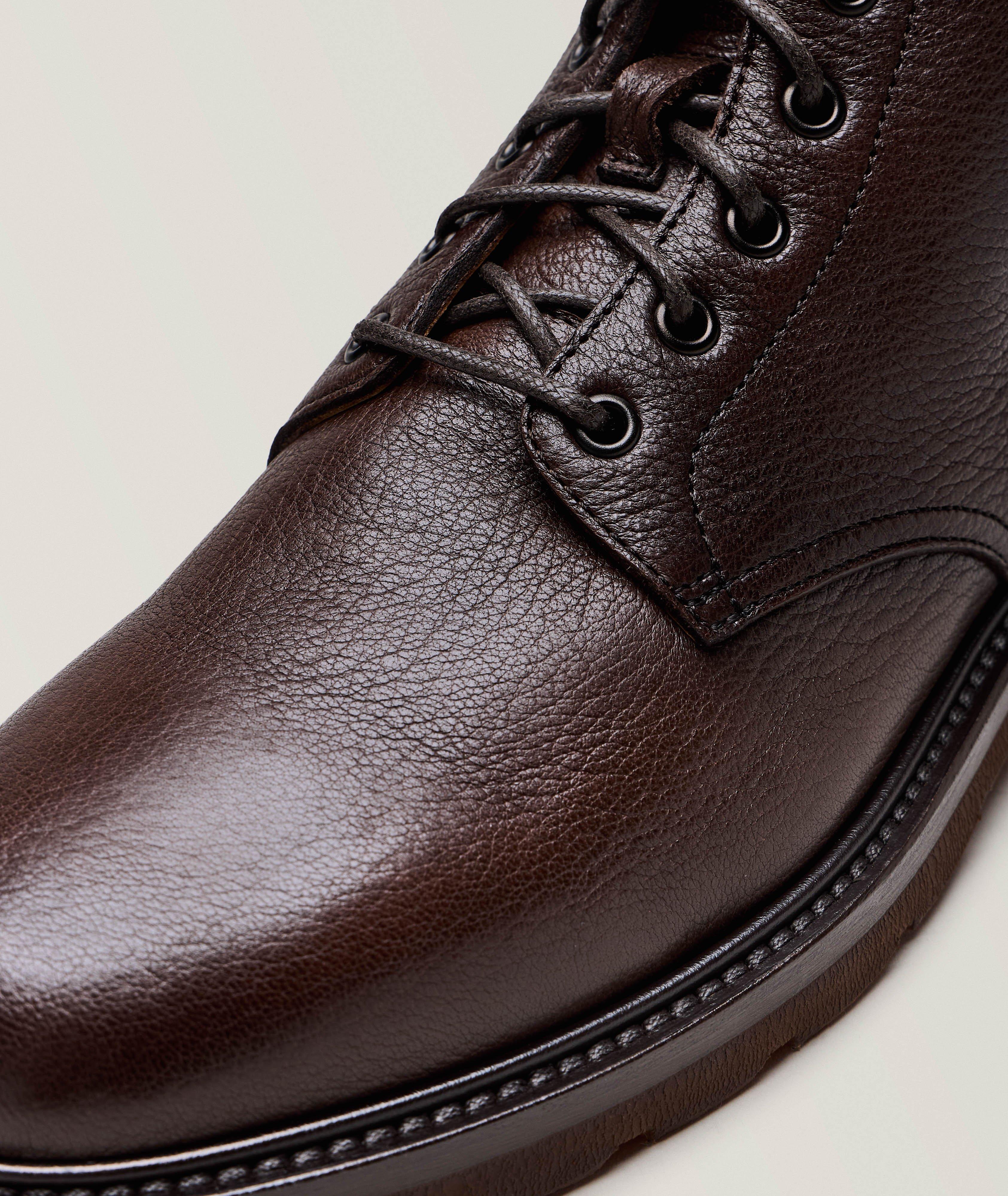 Pebbled Leather Lace-Up Boots image 1