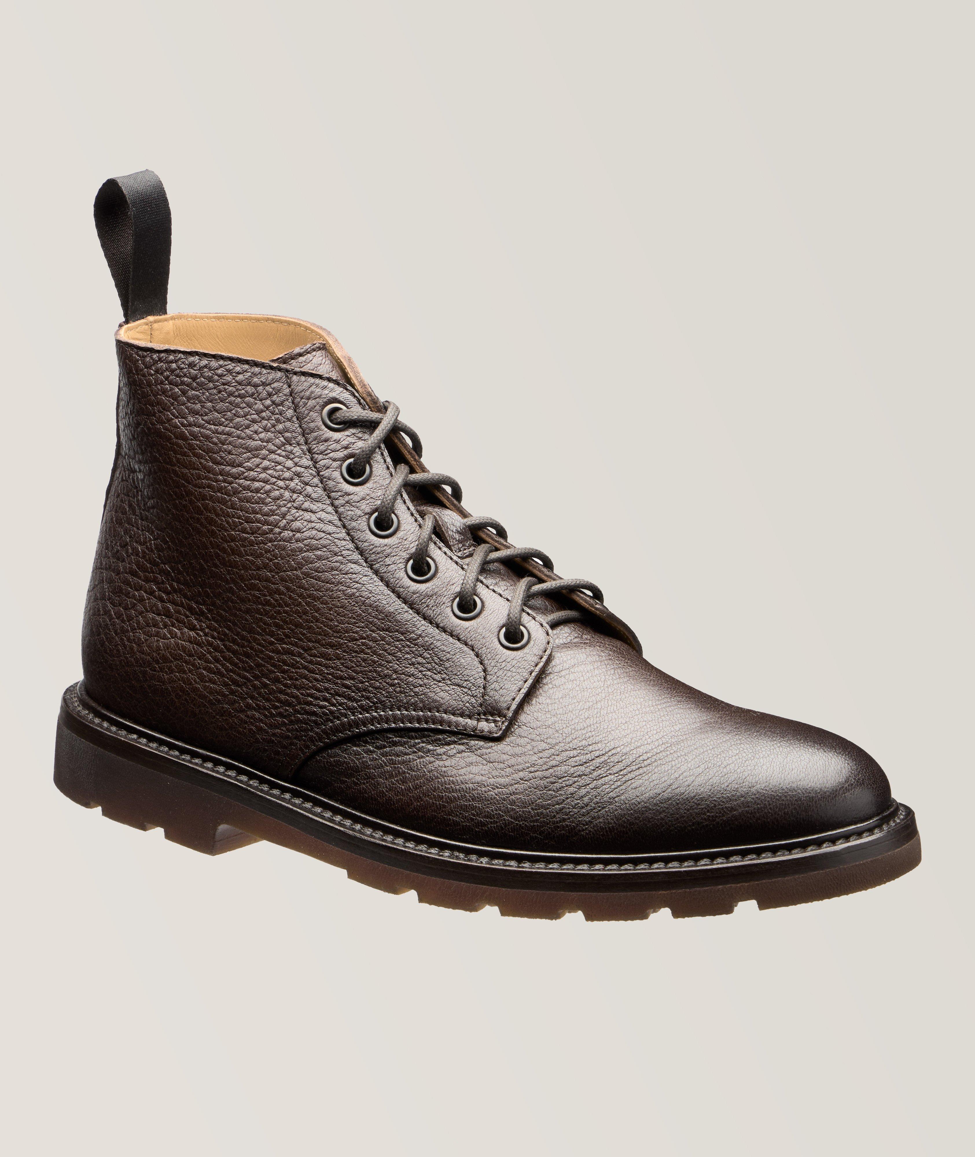 Henderson Pebbled Leather Lace-Up Boots