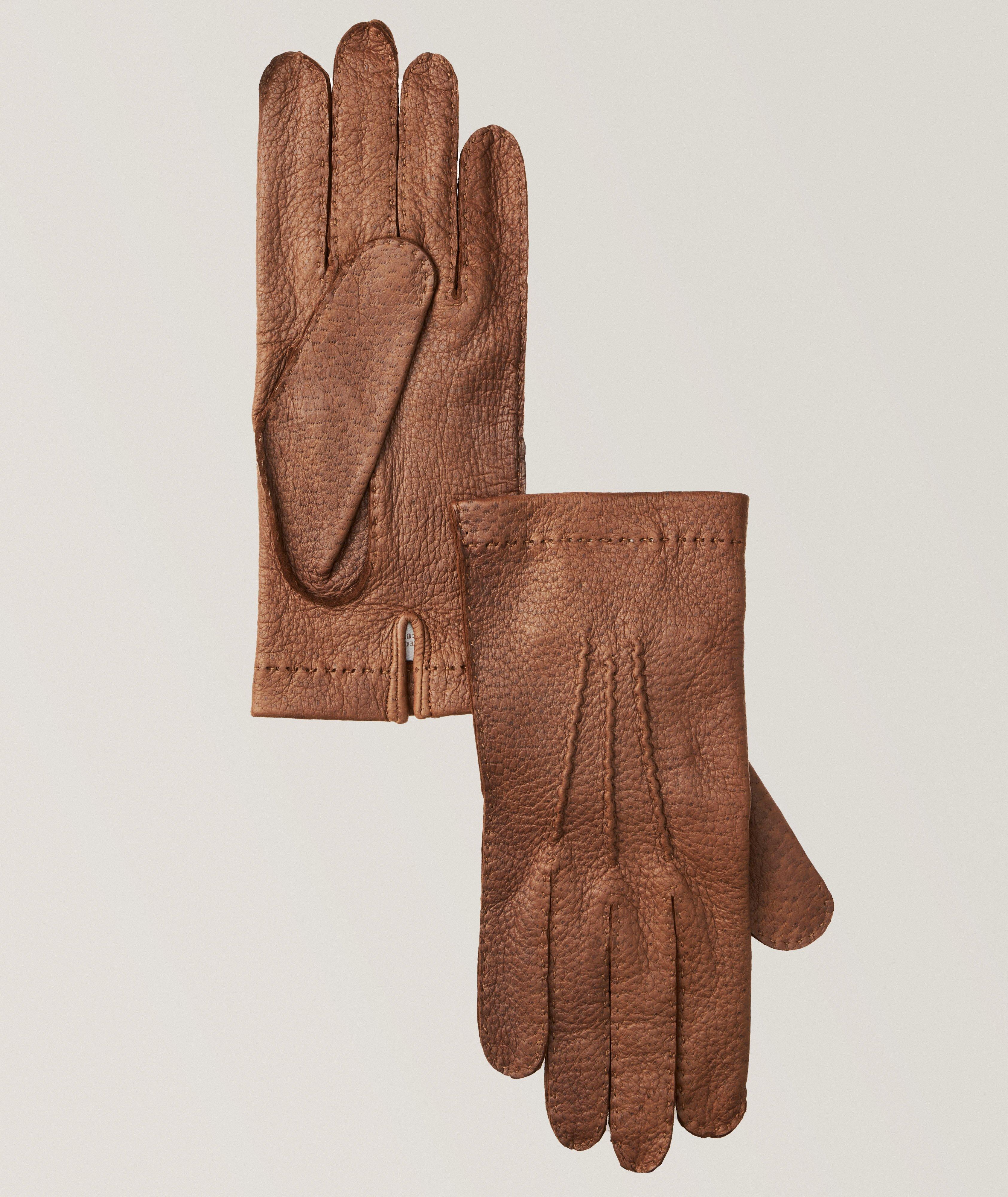 Gants cousus à la main en suède de mouton à poil et en cachemire image 0
