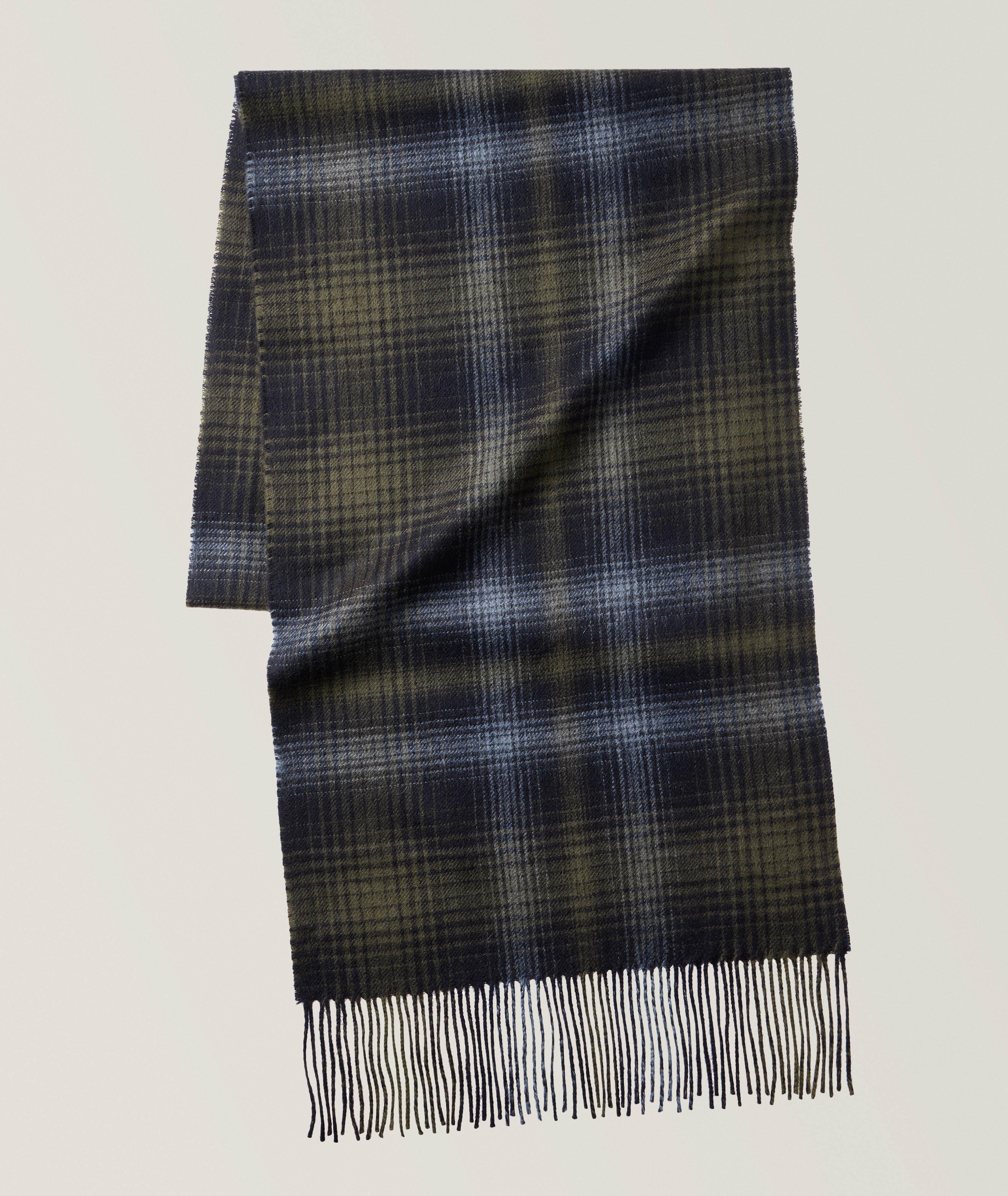 Ombre Check Cashmere Fringed Scarf image 0