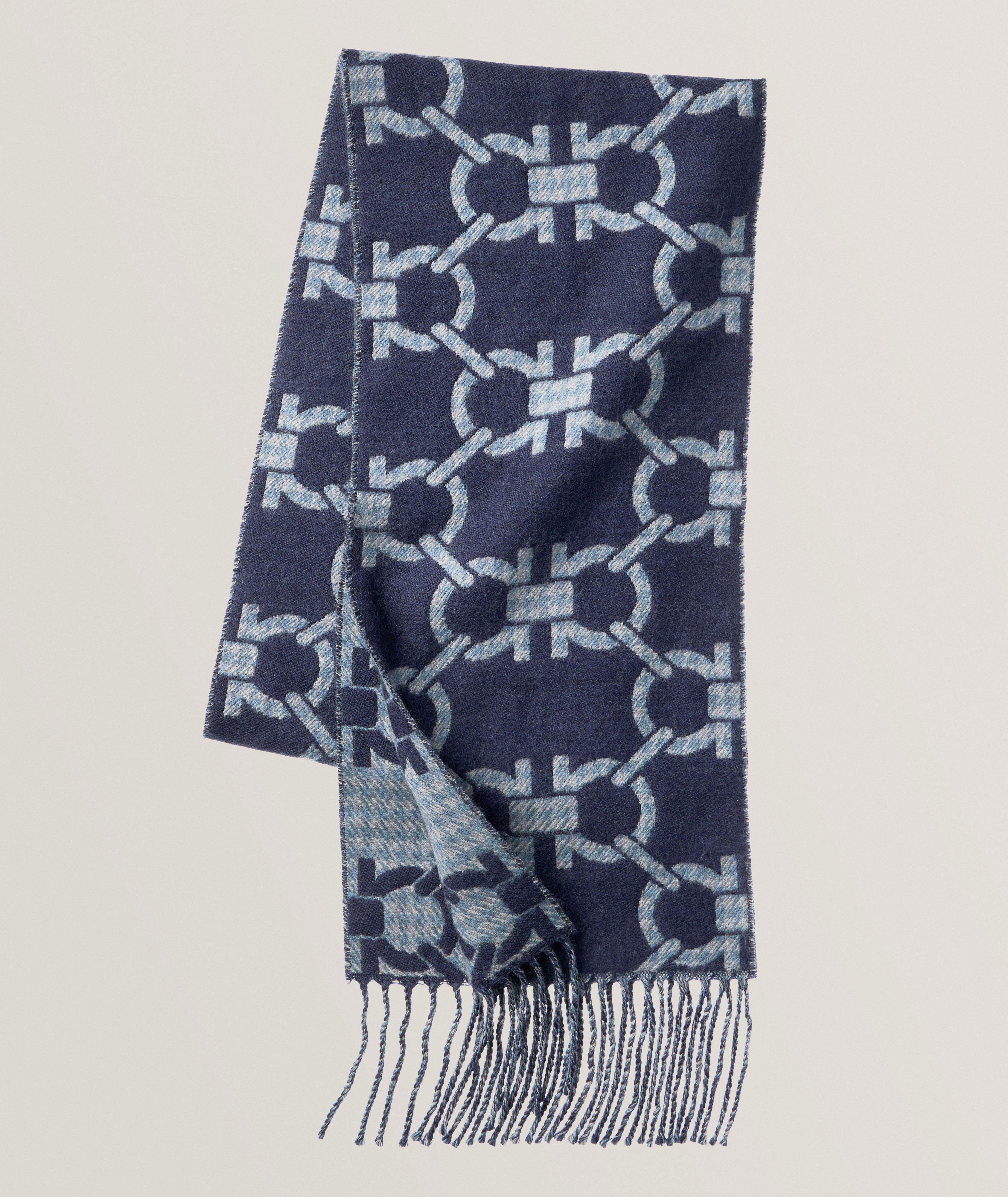 Ferragamo Reversible Gancio Pattern Wool Scarf