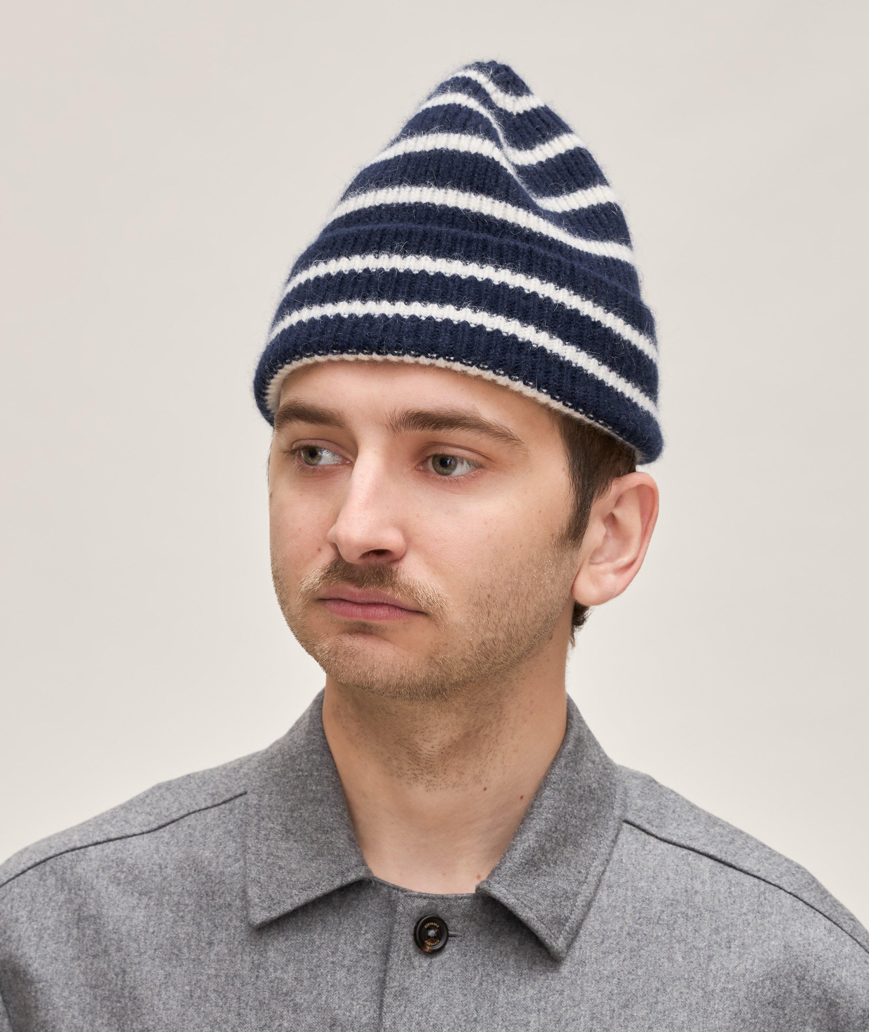 Striped Ribbed Wool-Angora Classic Toque image 1