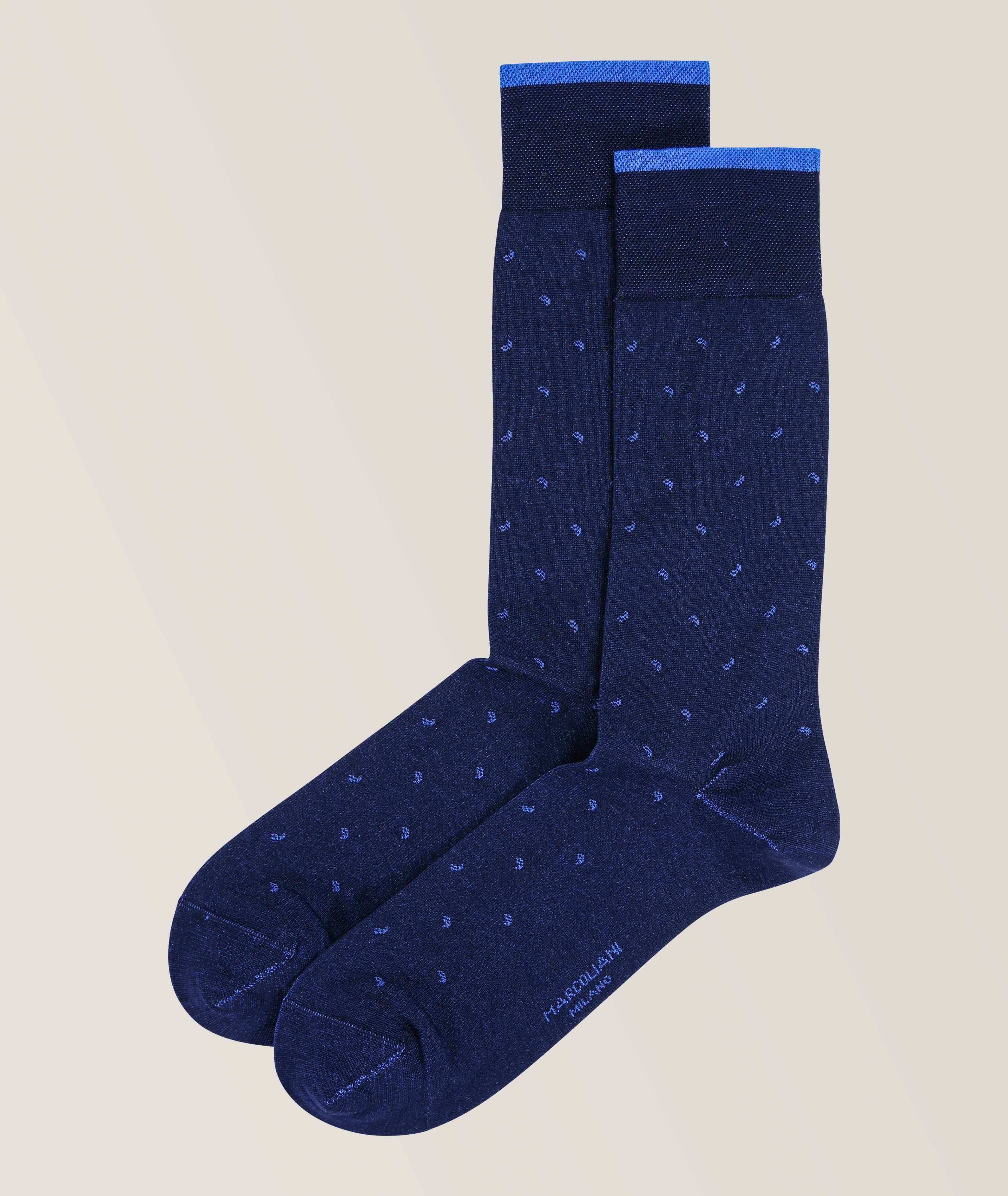 Micro Paisley Cotton Blend Crew Socks