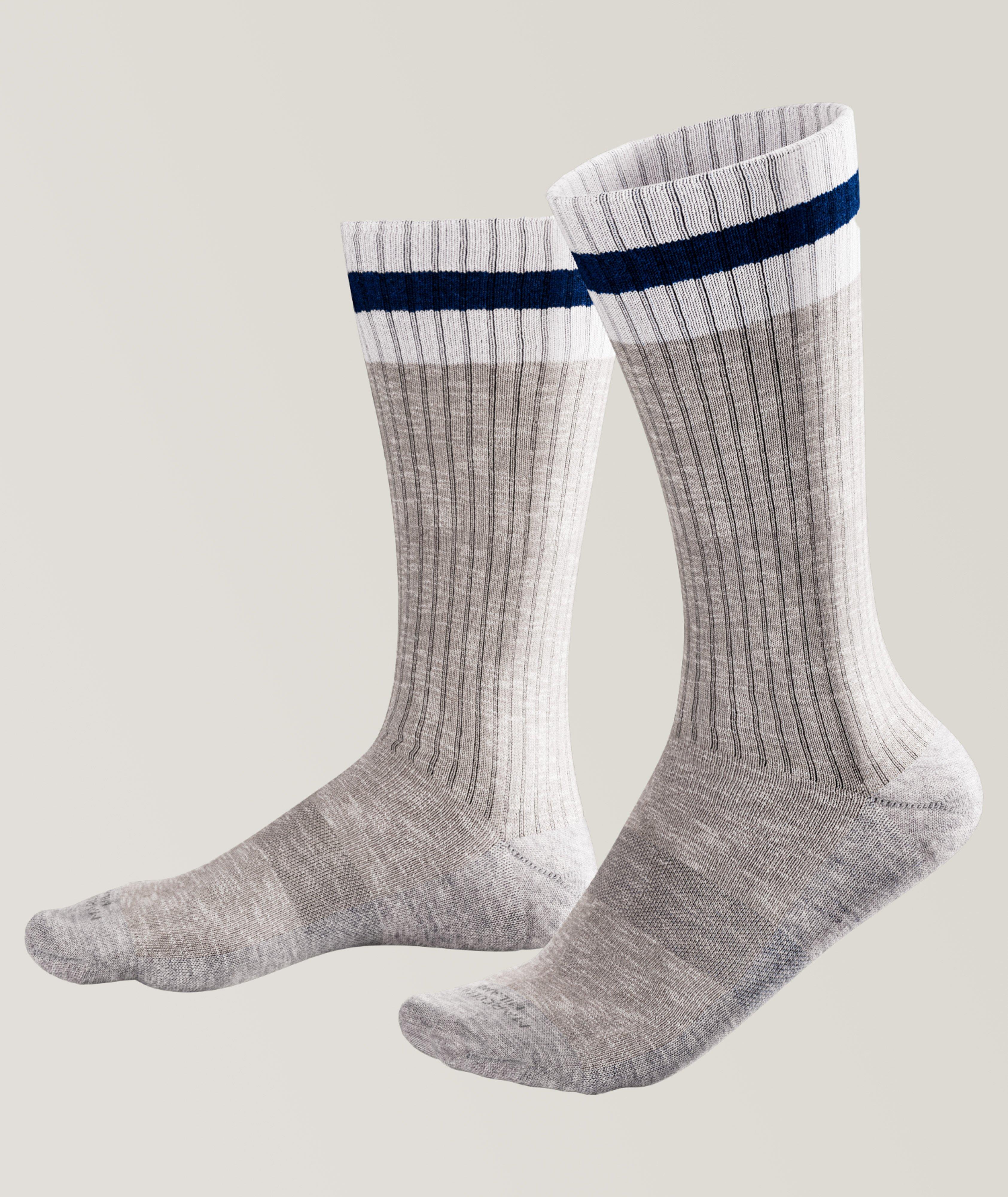 Preppy Stripe Stretch Cotton-Blend Sneaker Socks image 0