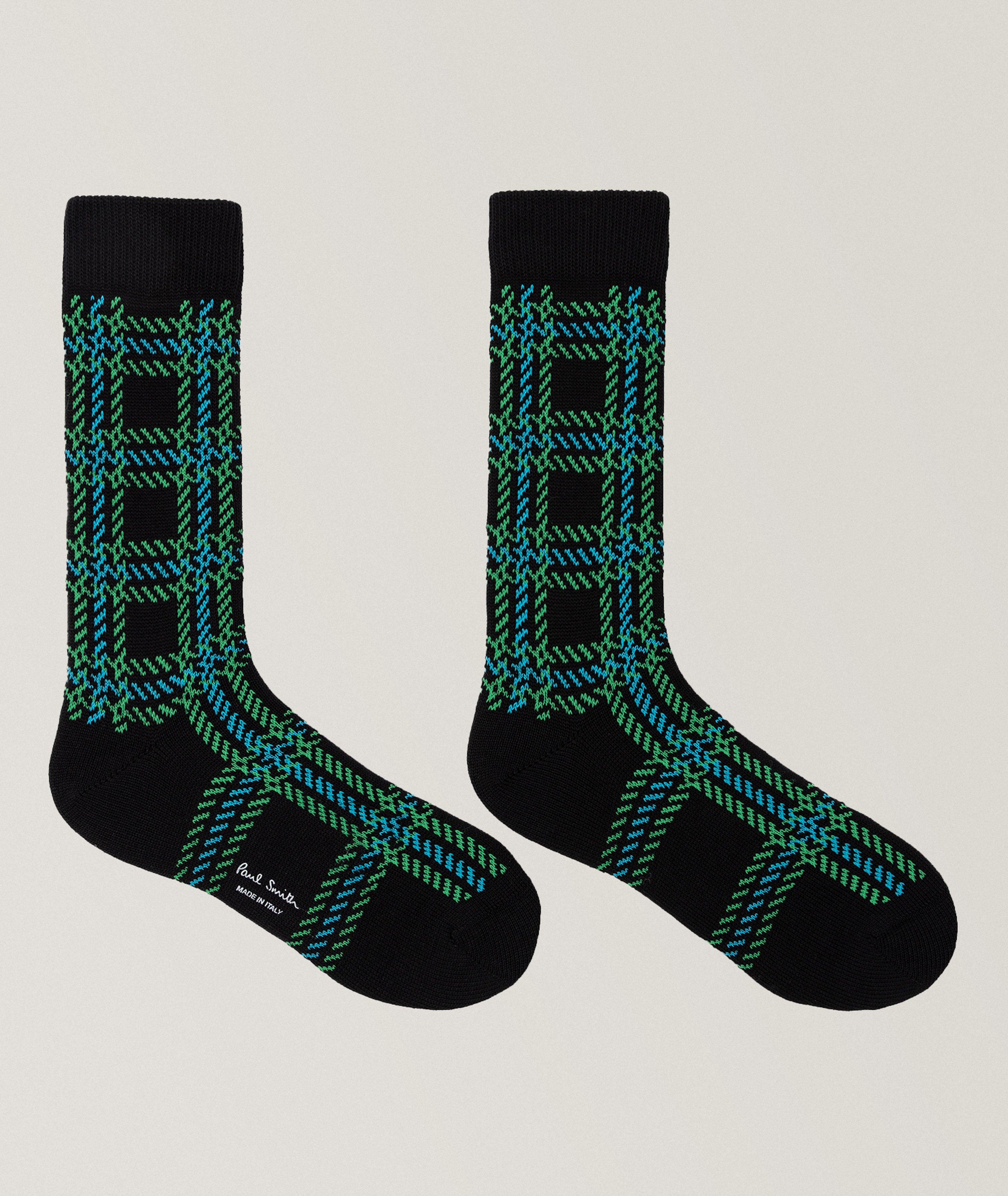 Hugo Check Stretch-Cotton Dress Socks image 1