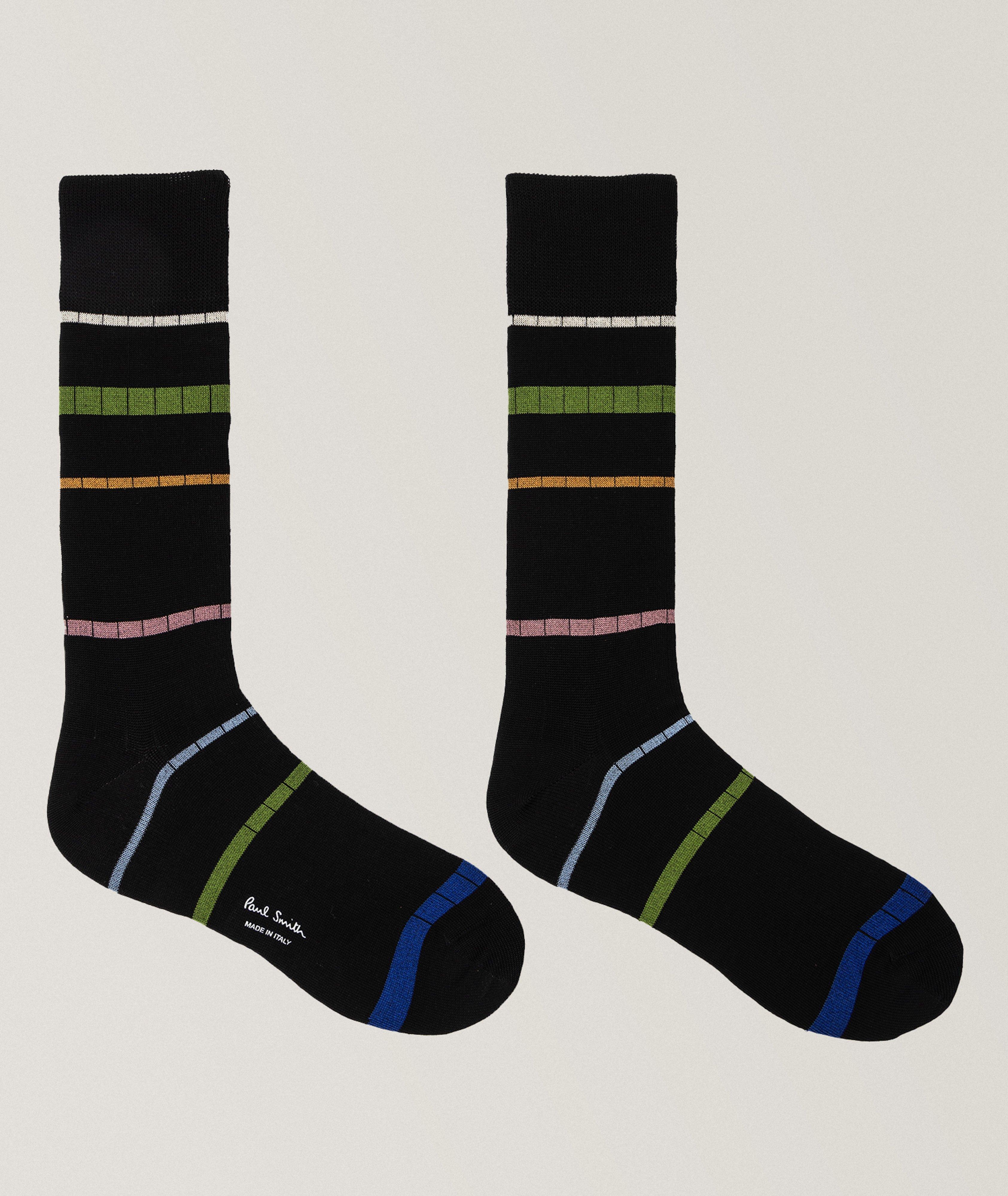 Herbie Stripe Stretch-Cotton Dress Socks image 1