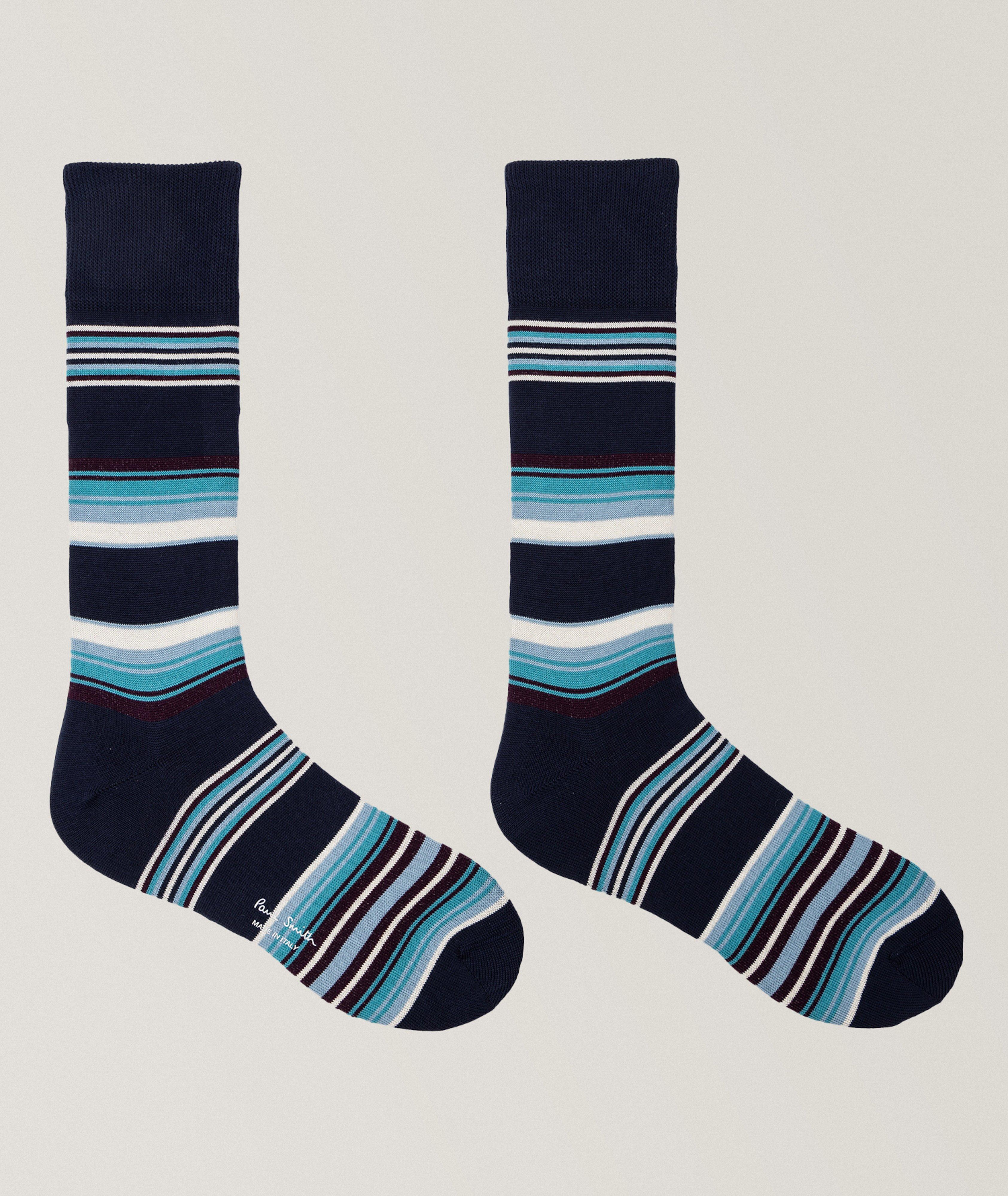 Striped Stretch-Cotton Dress Socks image 1