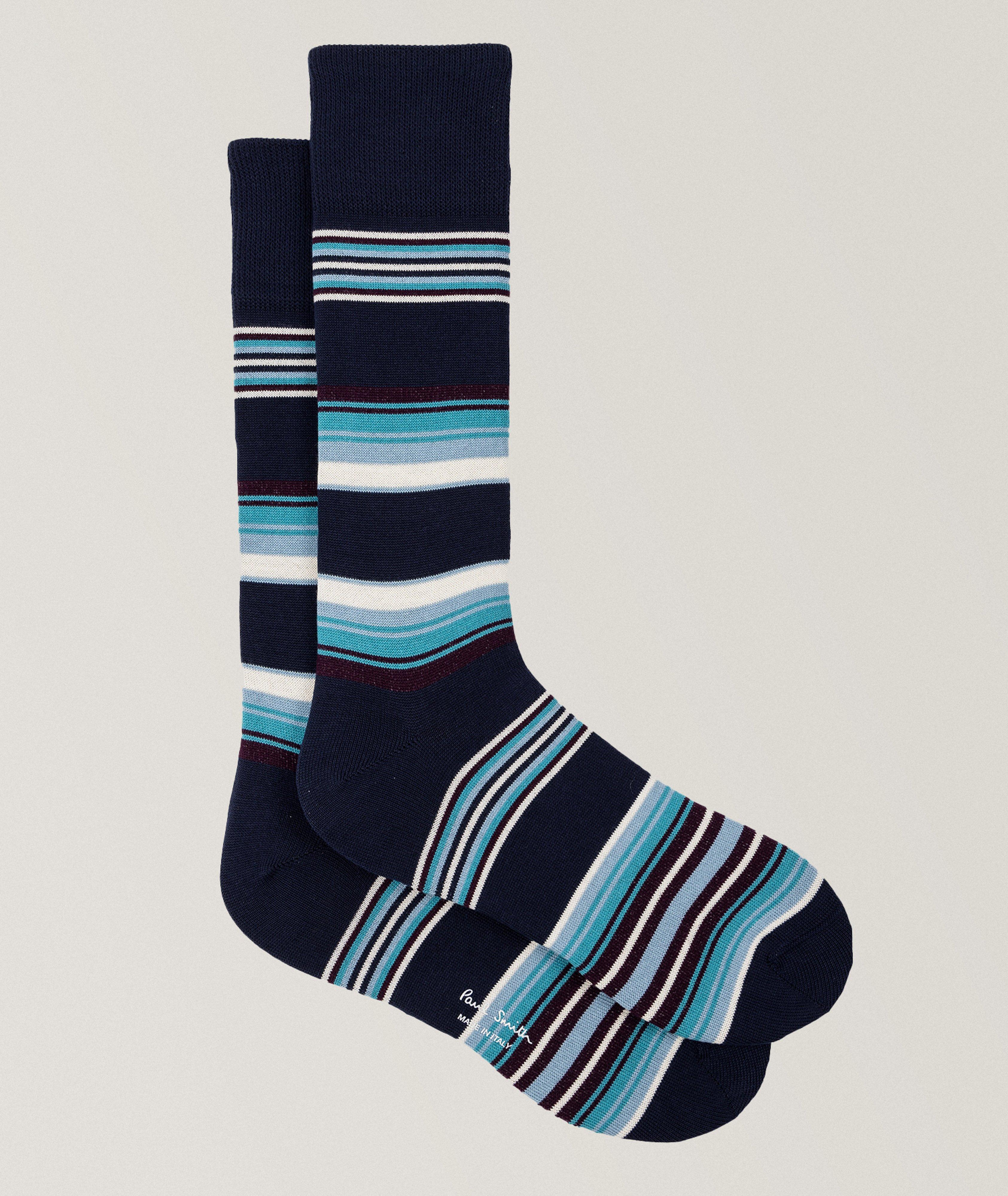 Striped Stretch-Cotton Dress Socks image 0