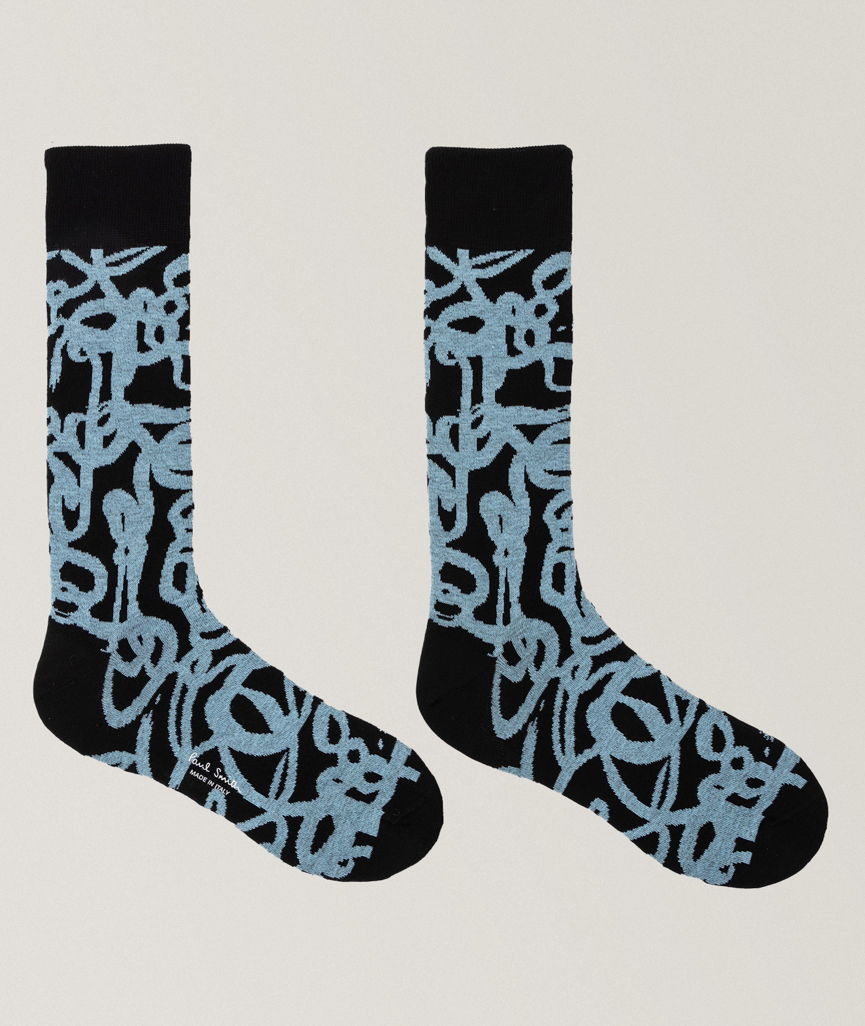 Squiggle Stretch Cotton Dress Socks image 1