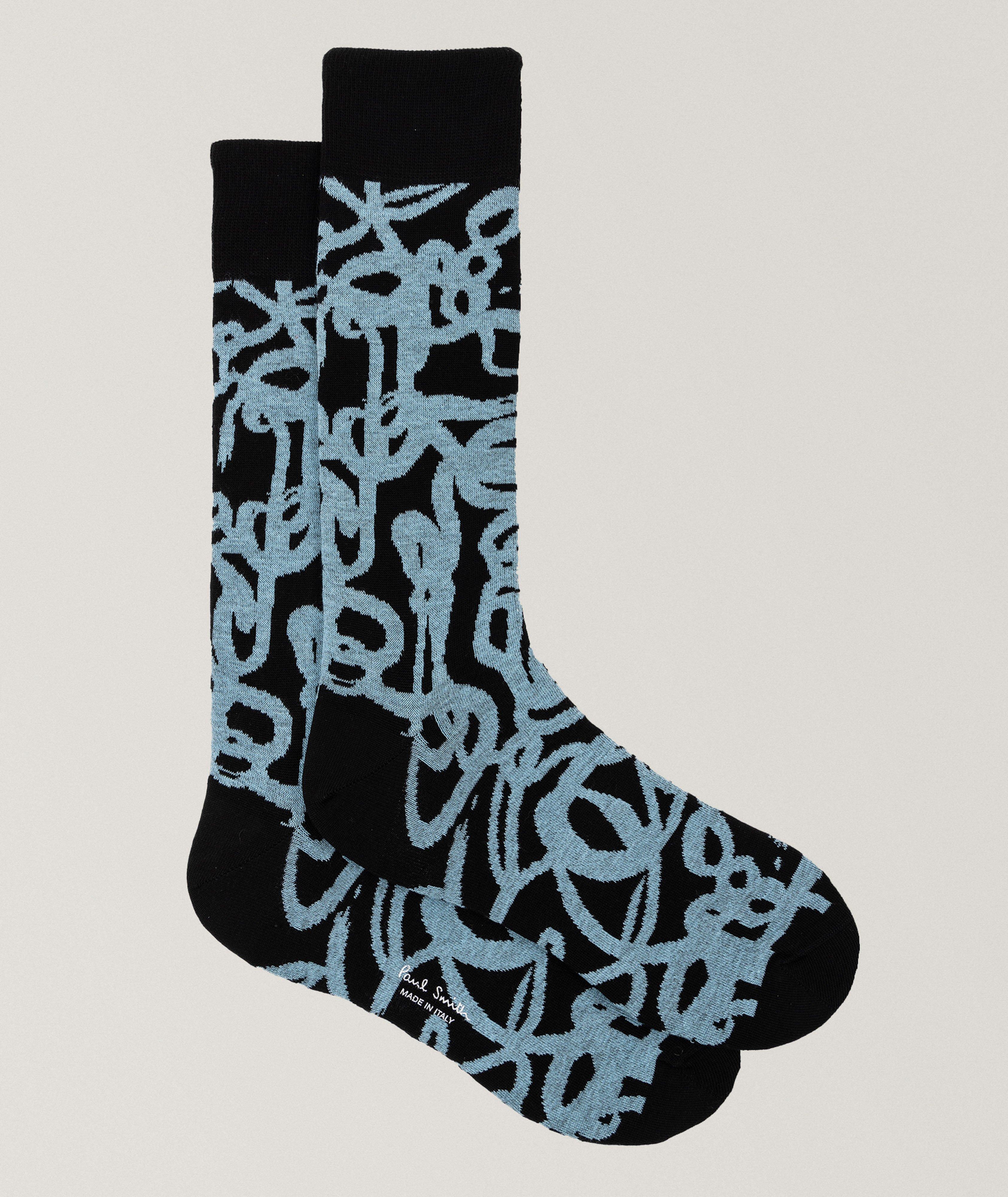 Chaussettes en mélange de coton à motif de gribouillis image 0